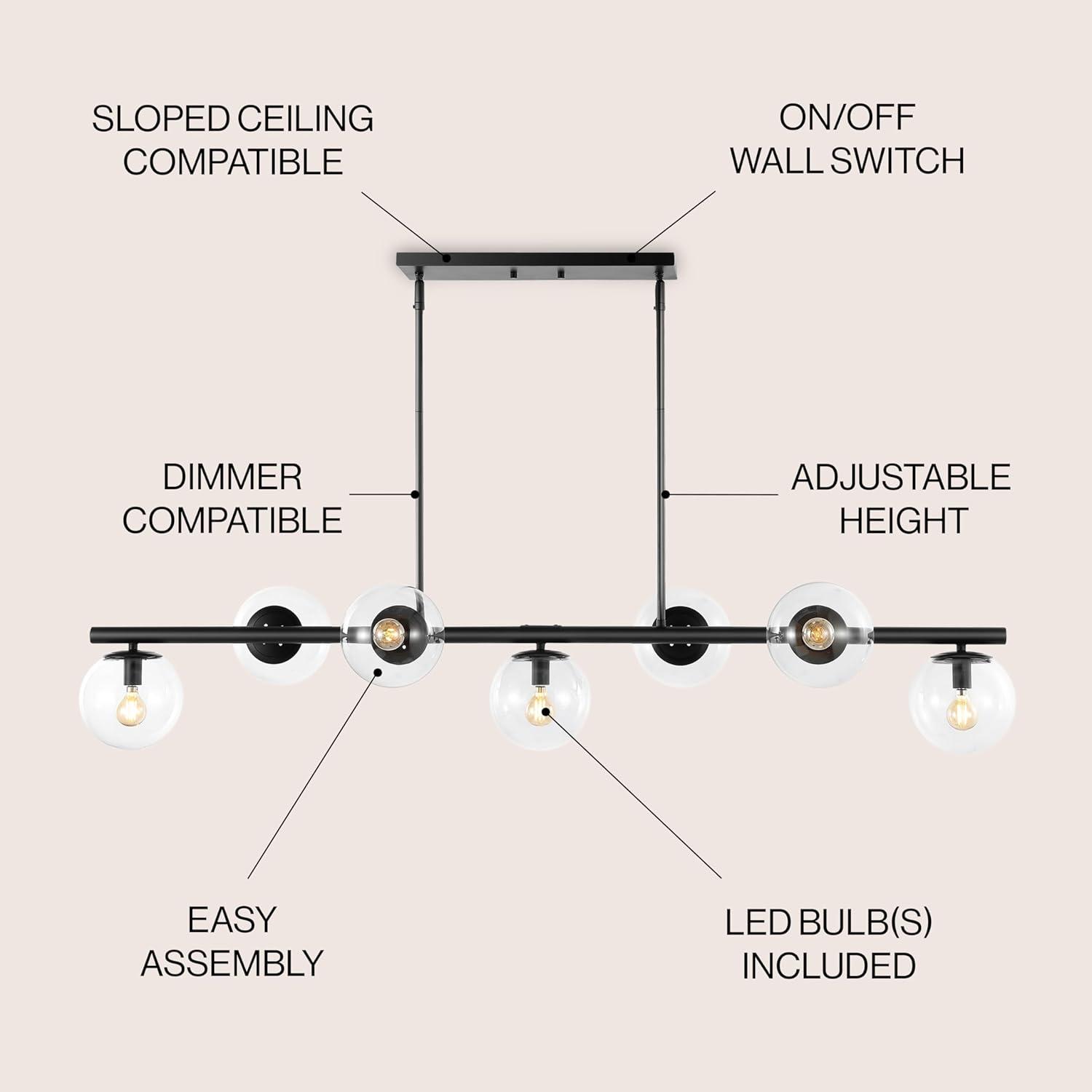 Luca Parisian Black Iron 7-Light Linear LED Pendant