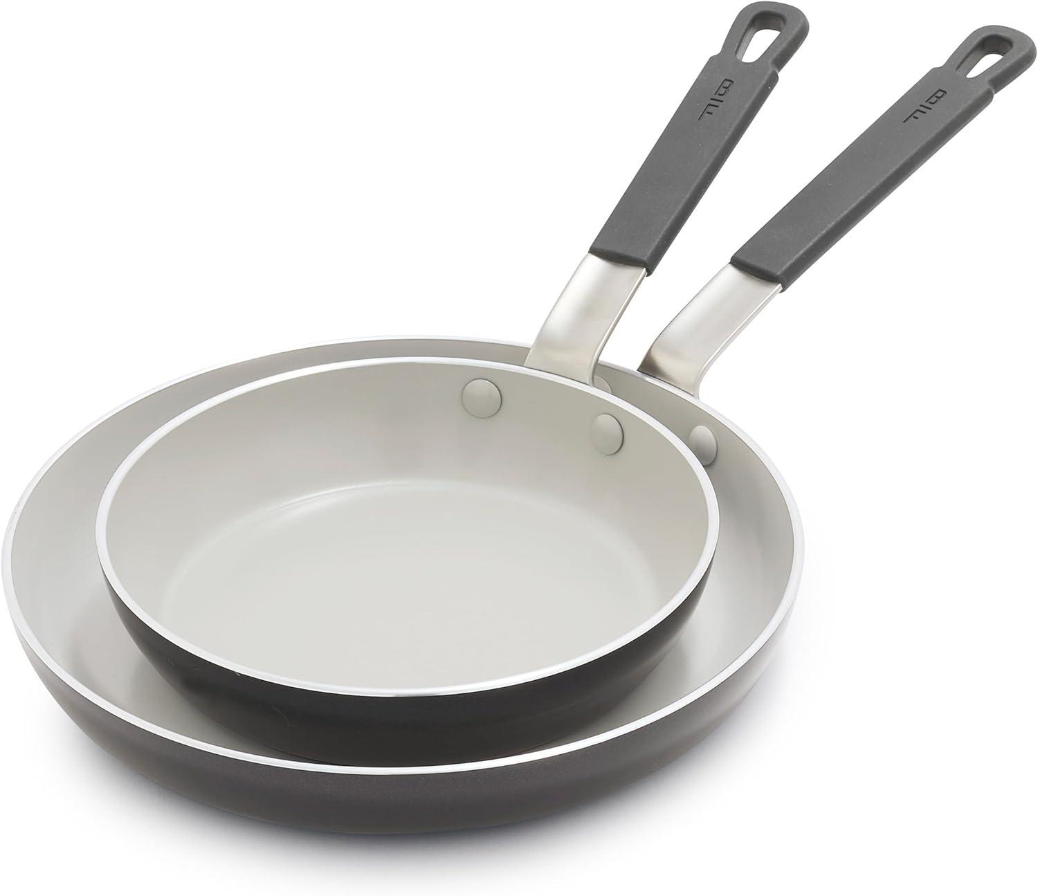 Bobby Flay 2pk (8" & 10") Ceramic Nonstick Aluminum Fry Pan Set Graphite Gray: Dishwasher-Safe, Lifetime Warranty