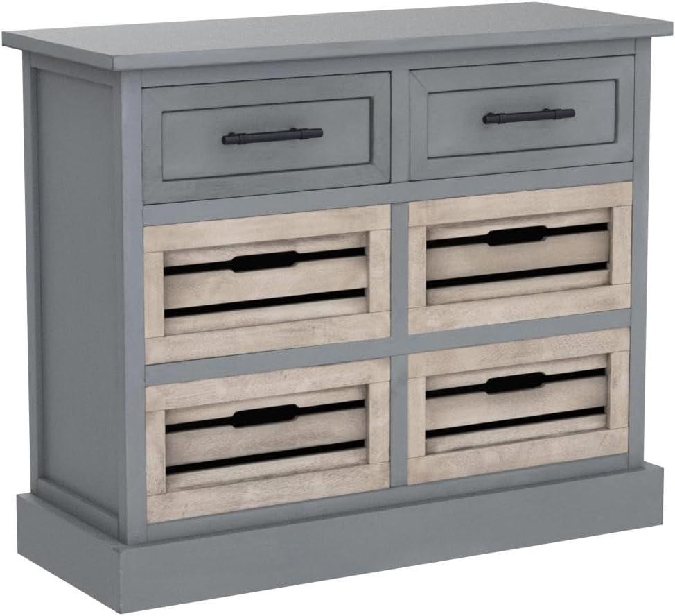 SAFAVIEH Briar Removable 6 Drawer Storage Chest, Distressed Grey Frame/Sand Drawers (31 in. W x 12.5 in. D x 26 in. H)