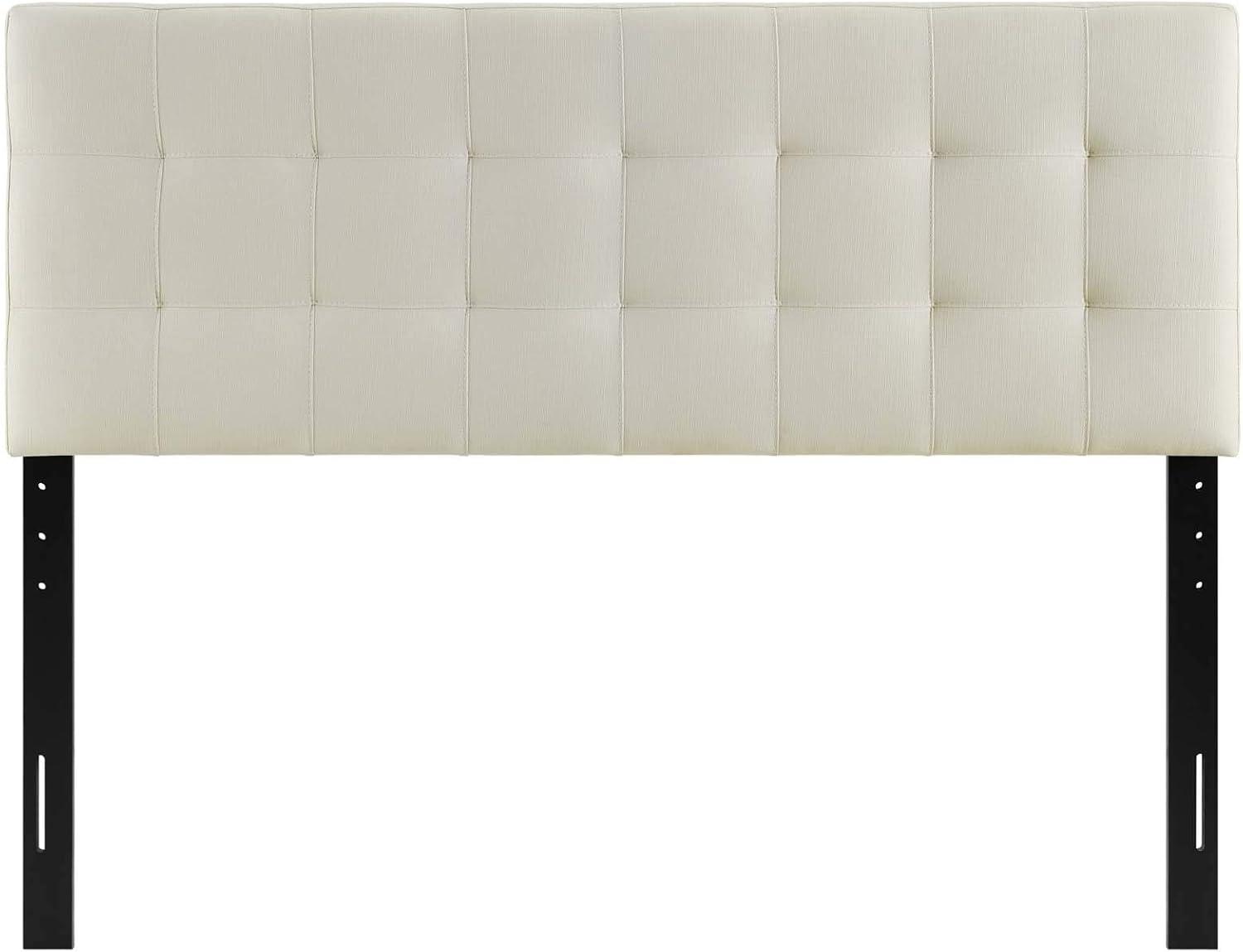 Ivory Full Tufted Upholstered Fabric Headboard