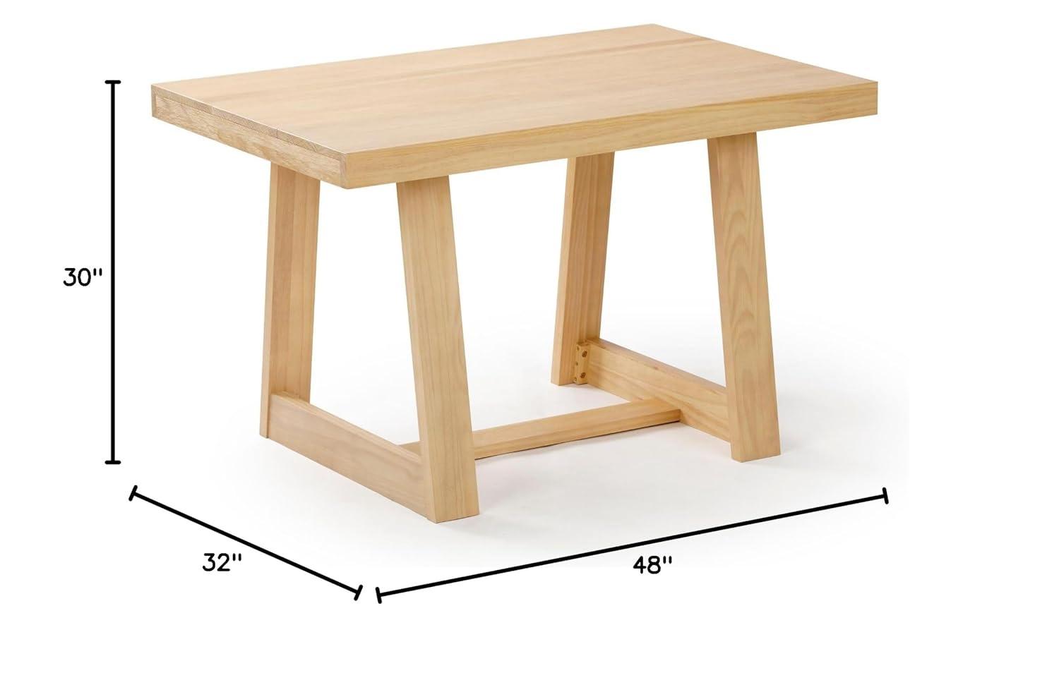 Plank+Beam 48" Dining Table for 4, Classic Farmhouse Solid Wood Kitchen Table, Blonde Wirebrush