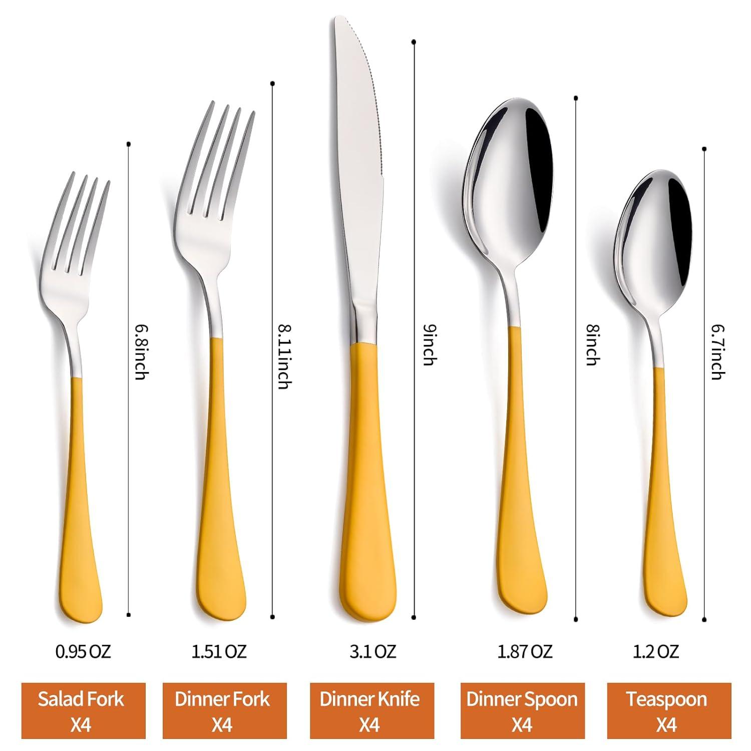 Ivy Bronx 20-Piece Silverware Set, 18/0 Stainless Steel Handle Flatware Set, Service for 4