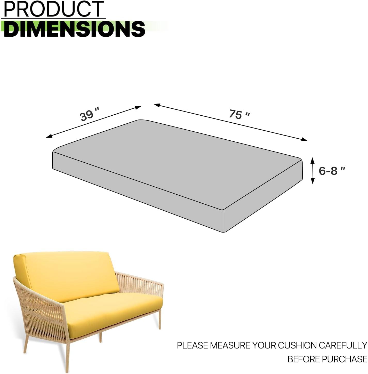 Solid Futon Cover Slipcover Fit 6"- 8" Futon Mattresses Yellow, Full Size 54x75 Inch