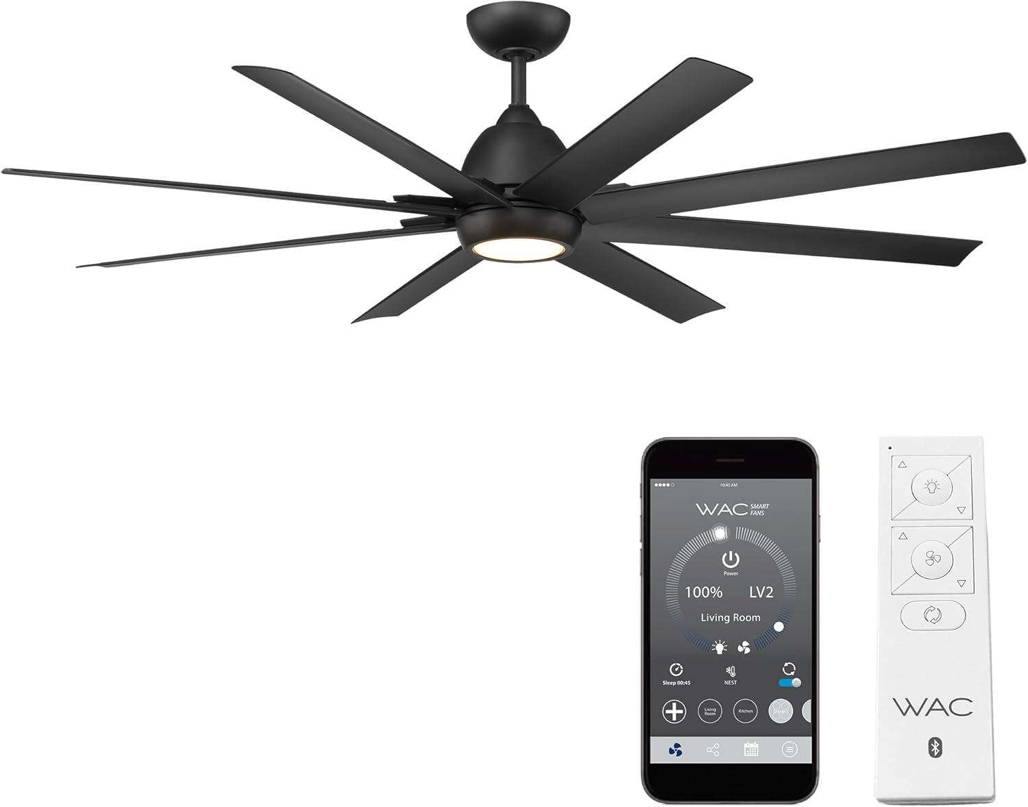 66" 8 - Blade Outdoor / Indoor Smart Ceiling Fan with Remote Control Included, Works With Google Assistant, Amazon Alexa and IOS/Android Mobile APP