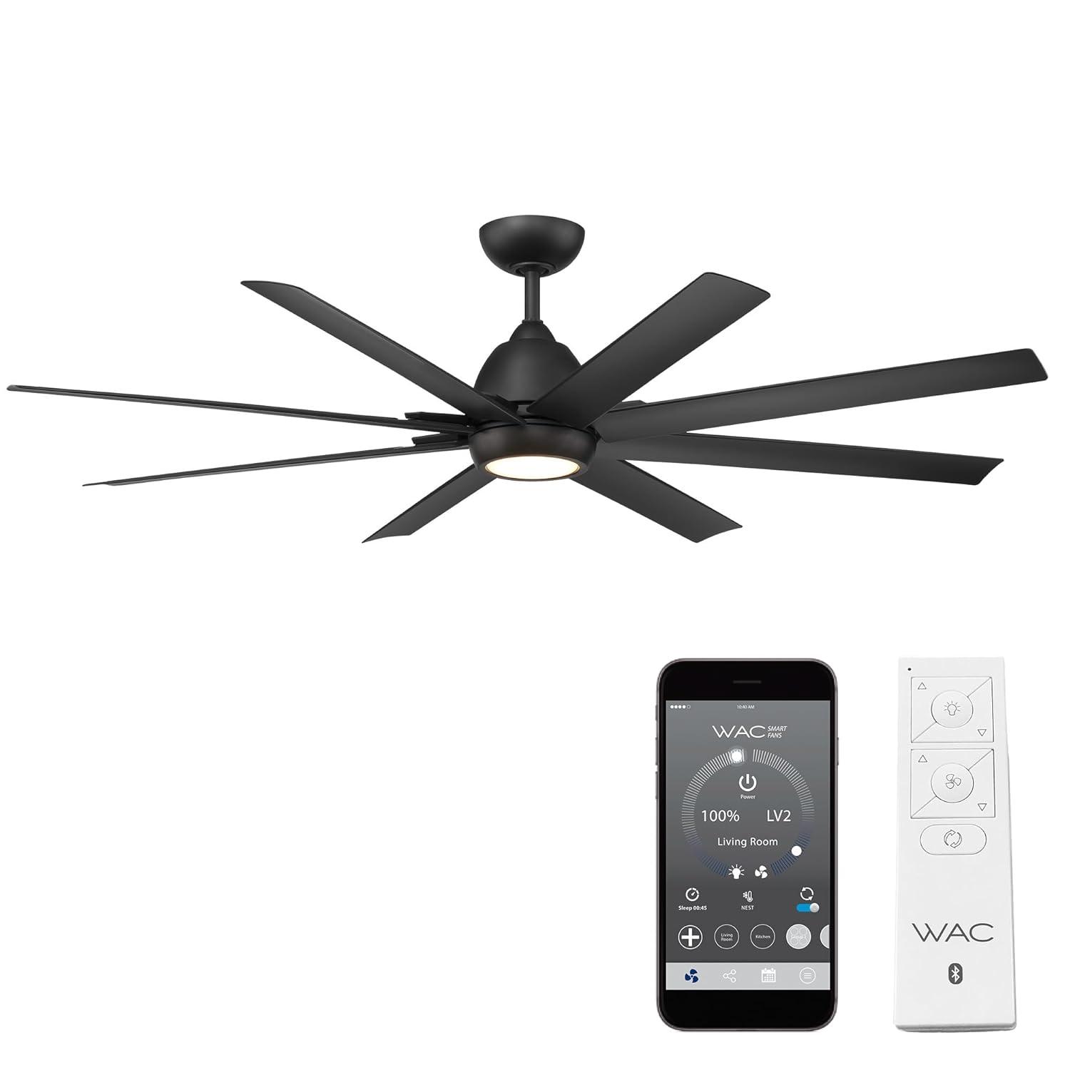 WAC Limited Fans 66" 8 - Blade Outdoor / Indoor Smart Ceiling Fan with Remote Control Included, Works With Google Assistant, Amazon Alexa and IOS/Android Mobile APP
