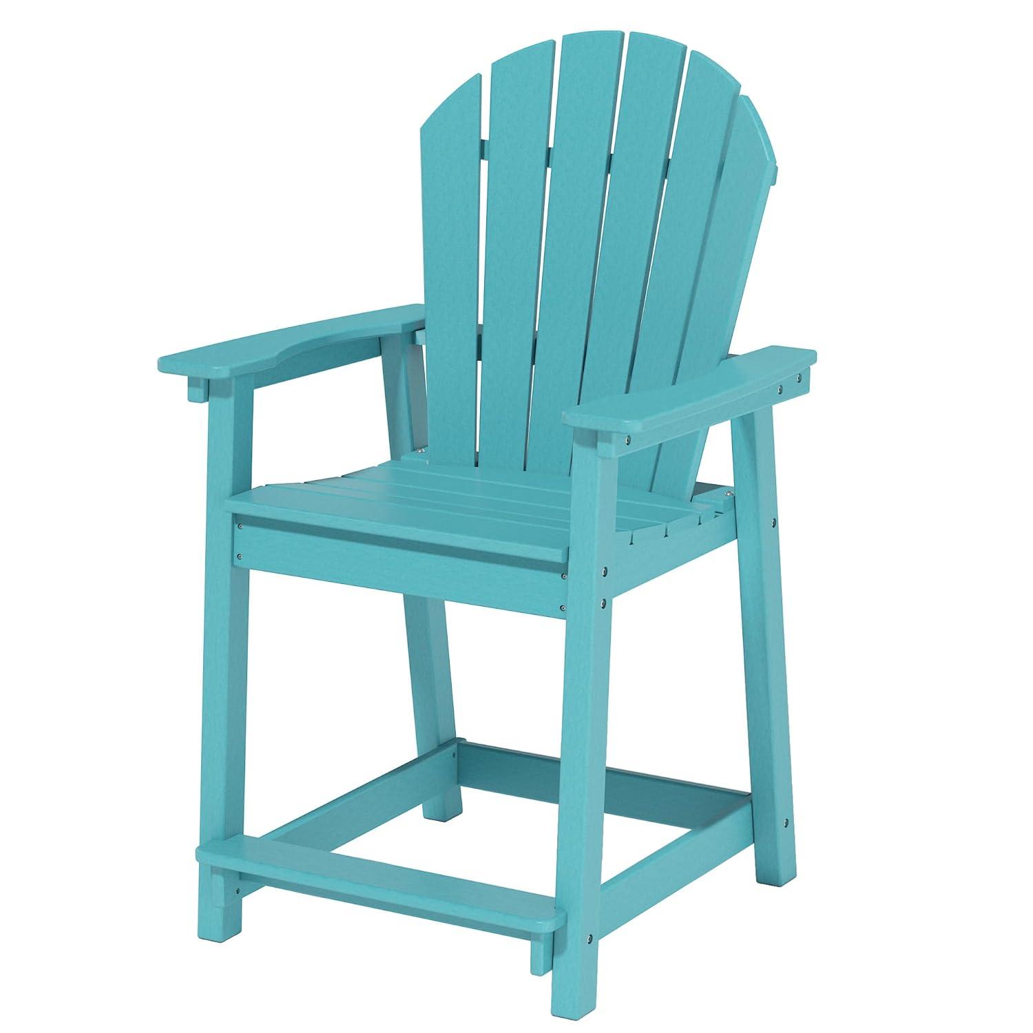 Outdoor Tall Adirondack Chair, Patio Bar Stool Chair with High Back, 400lbs, Widened Arms, All-Weather Balcony Chair for Backyard, Garden, Yard (1 PC)