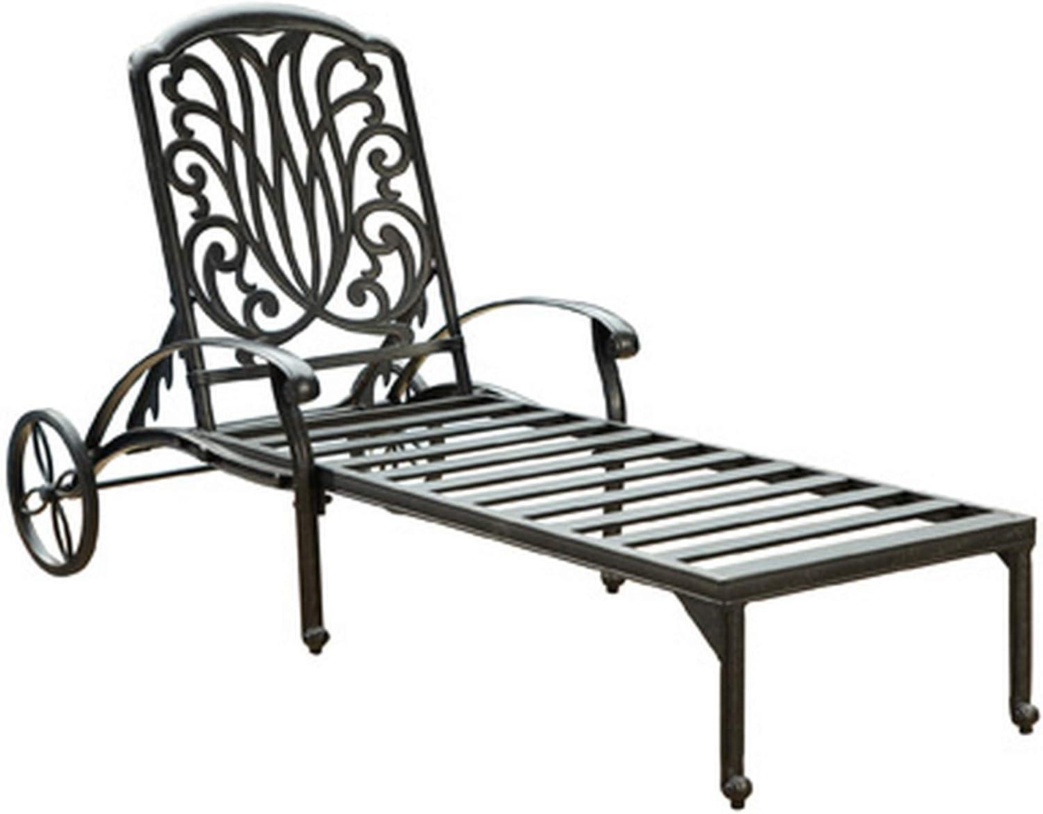 Homestyles Capri Aluminum Outdoor Chaise Lounge in Charcoal