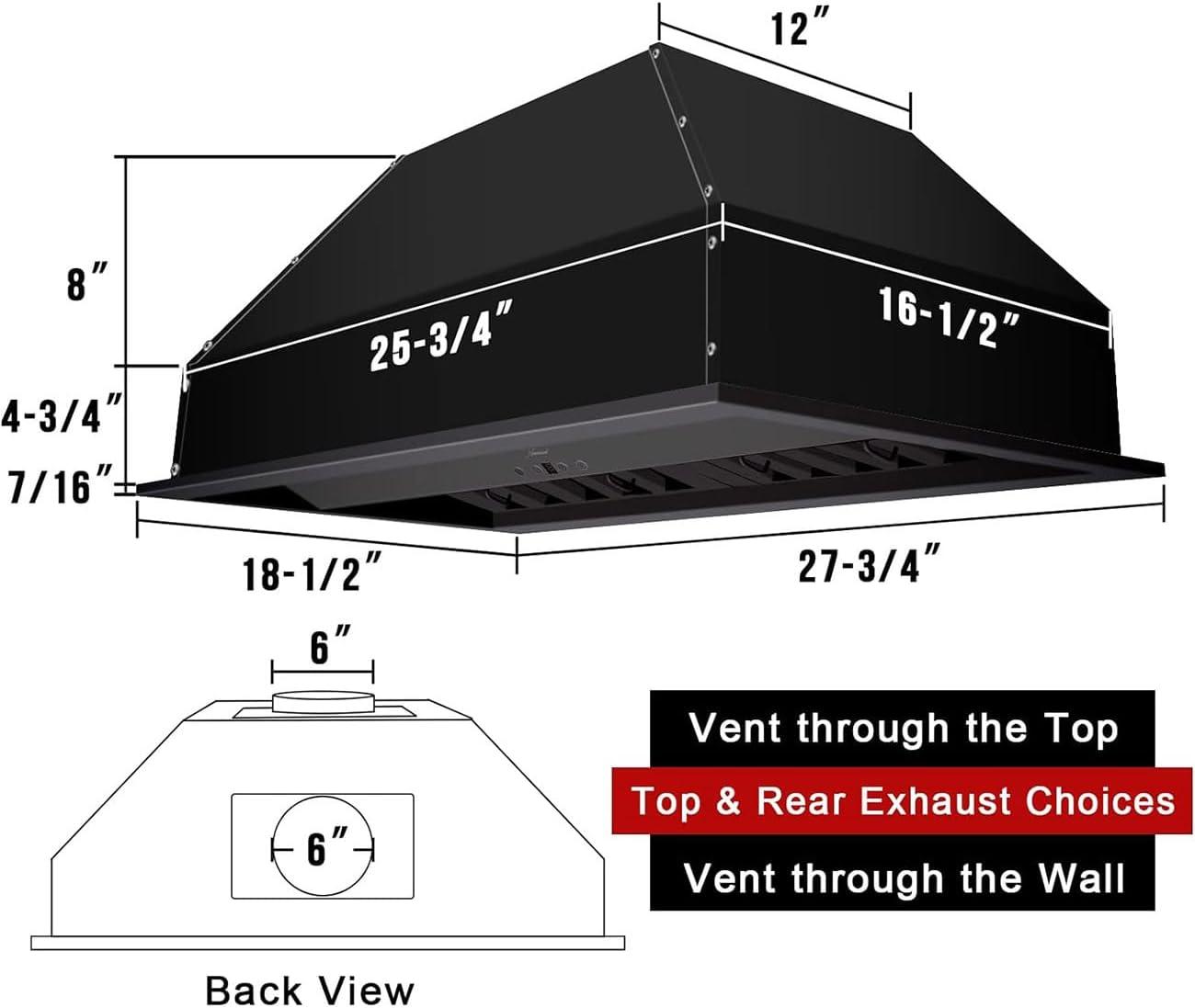 Akicon Akicon Stainless Steel 600 CFM Ducted (Vented) Insert Range Hood with Charcoal Filter