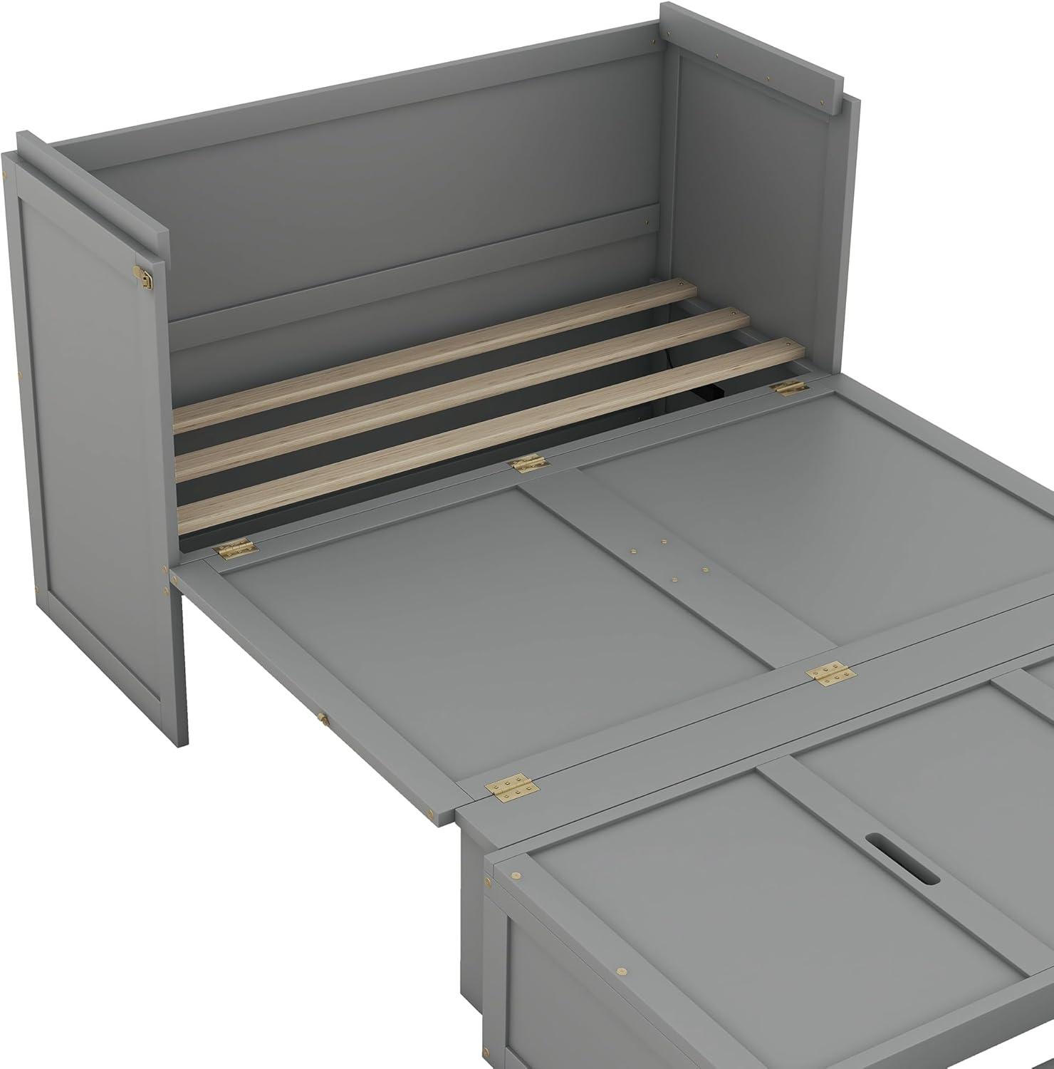 Harper & Bright Designs Full Size Murphy Bed with USB Port and a Large Drawer, Space-Saving Wall Bed for Multipurpose Guest Room or Home Office - White