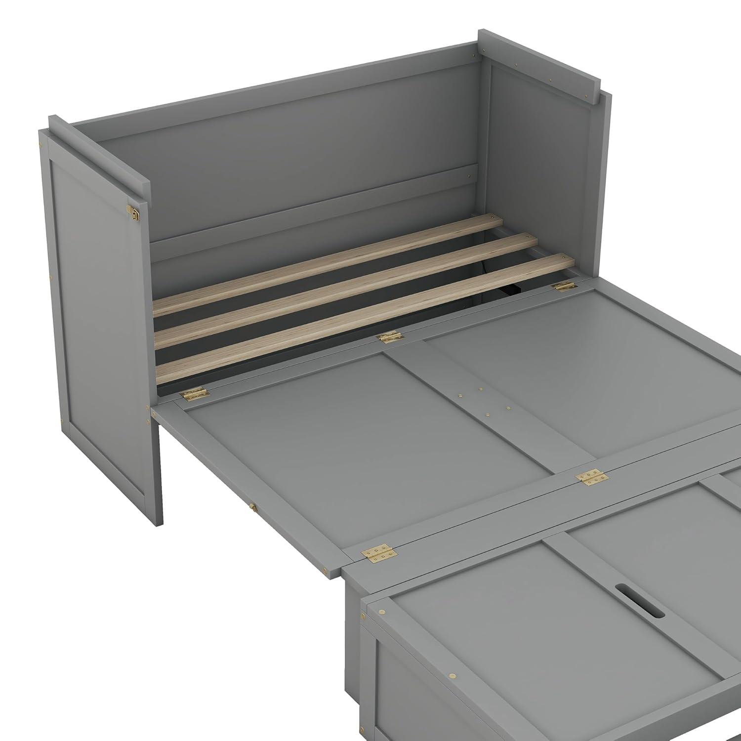 Harper & Bright Designs Full Size Murphy Bed with USB Port and a Large Drawer, Space-Saving Wall Bed for Multipurpose Guest Room or Home Office - White