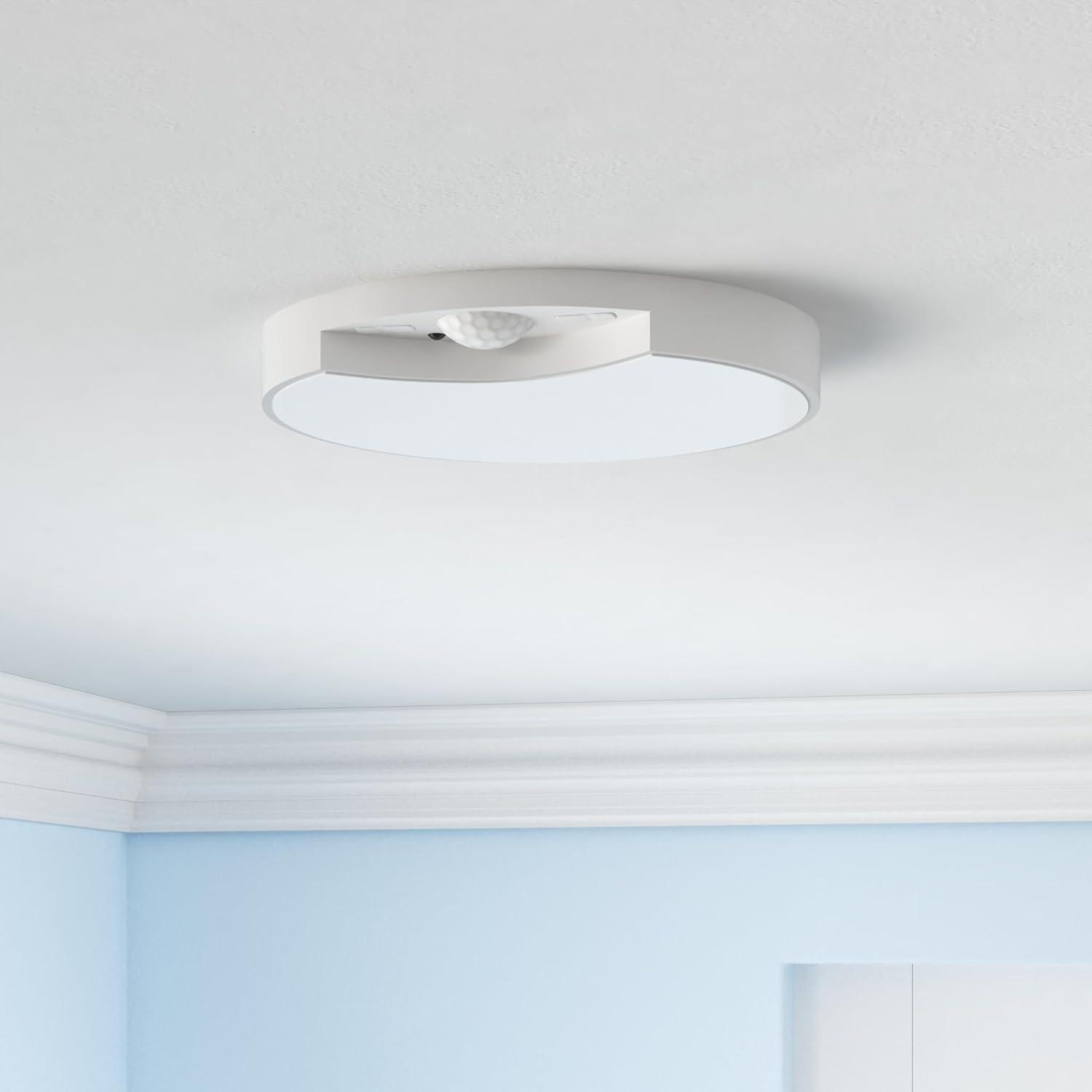 Battery Powered Motion Sensor Ceiling Light with Remote - 7.5inch Battery Ceiling Light for Closet, Shower, Stair, Hallway, ect