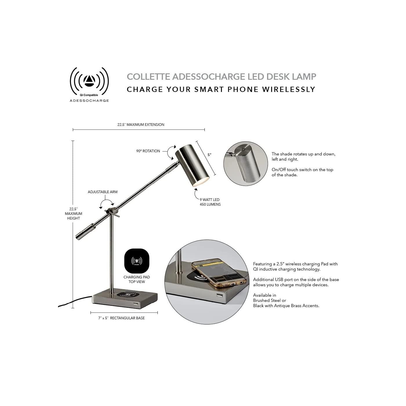 Flemings Adjustable Metal USB Desk Lamp