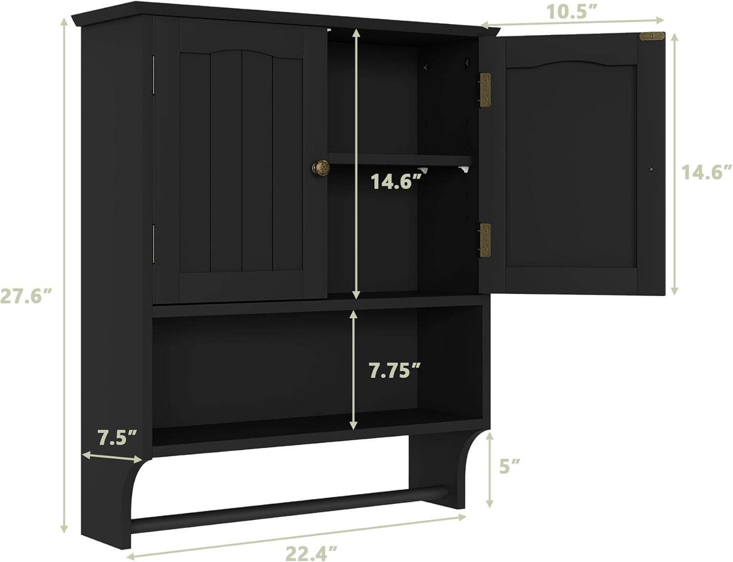 Semiocthome Bathroom Medicine Cabinet Wood 2 Doors Wall Cabinet over the Toilet Storage in Brown