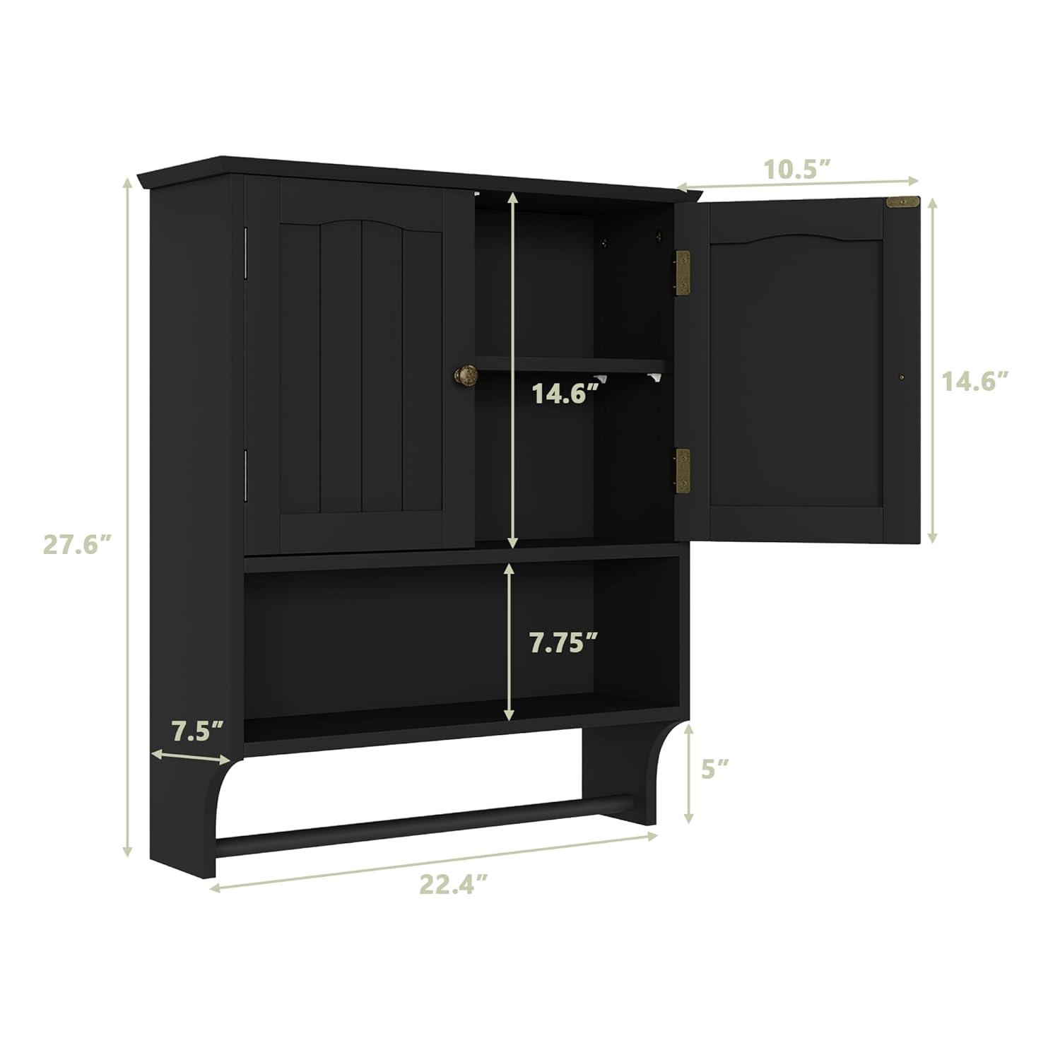 Semiocthome Bathroom Medicine Cabinet Wood 2 Doors Wall Cabinet over the Toilet Storage in Brown