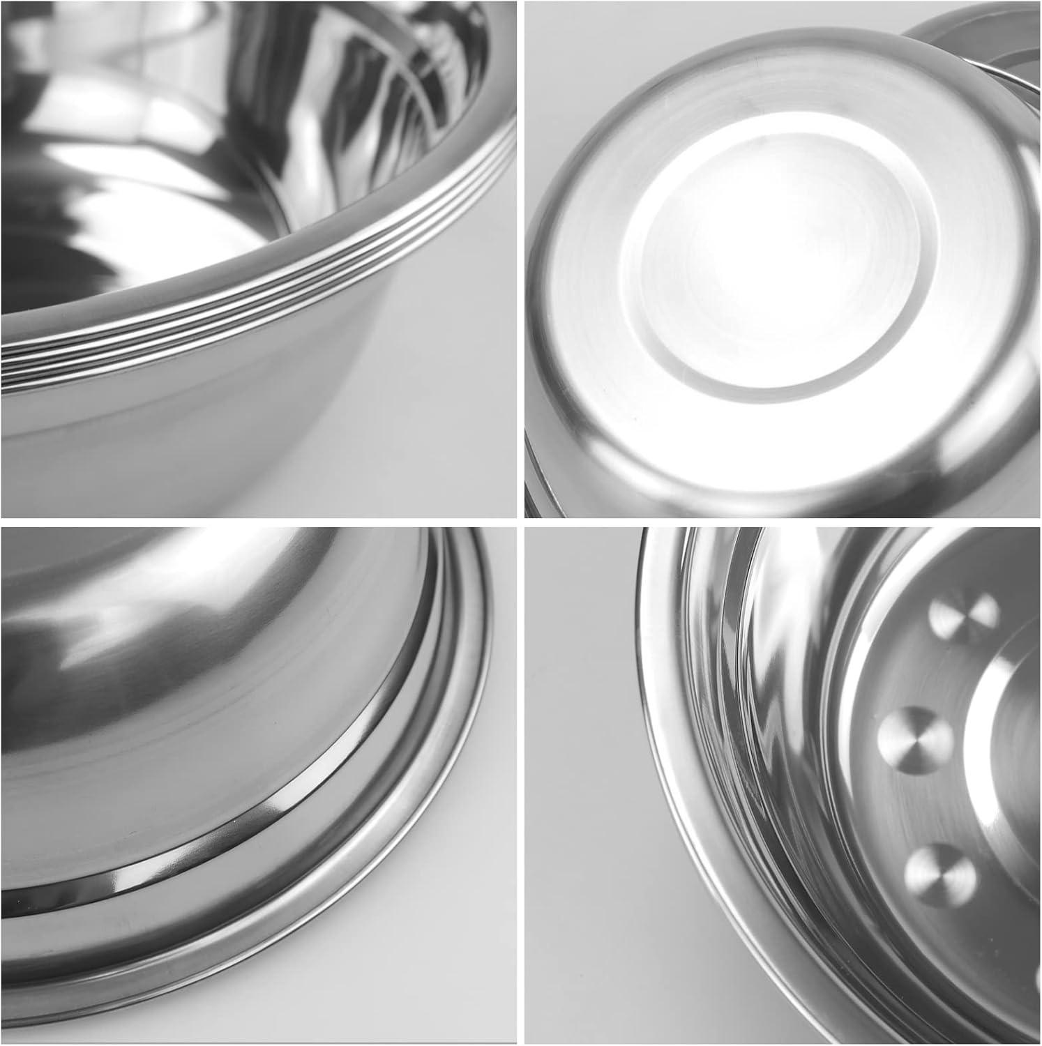 7.55" Stainless Steel Mixing and Serving Bowl Set