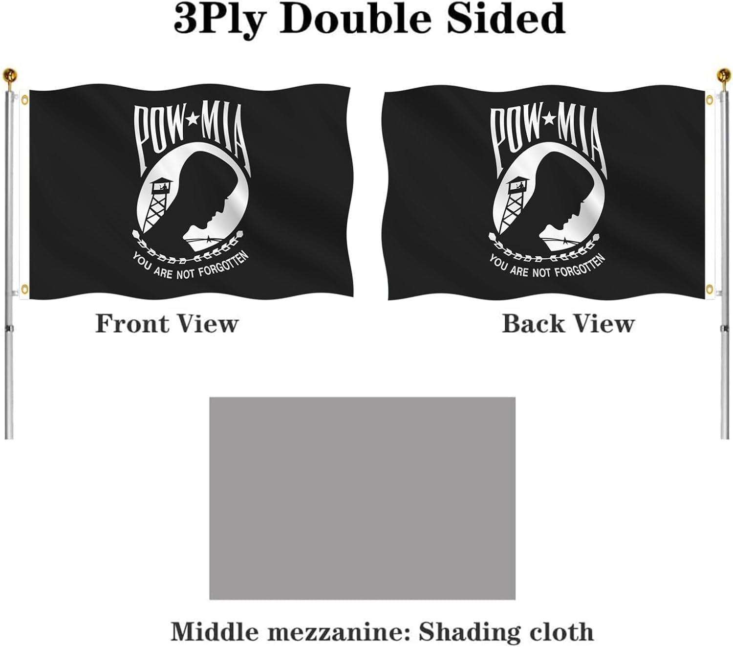 POW MIA 3x5 Nylon Flag - Double Sided and Embroidered - All Weather, Durable, Outdoor Nylon Flag - Front Line Flags