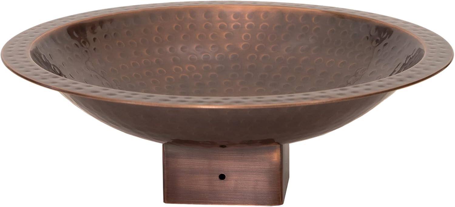 14" Hammered Copper Finish Brass Bird Bath for 4x4 Post