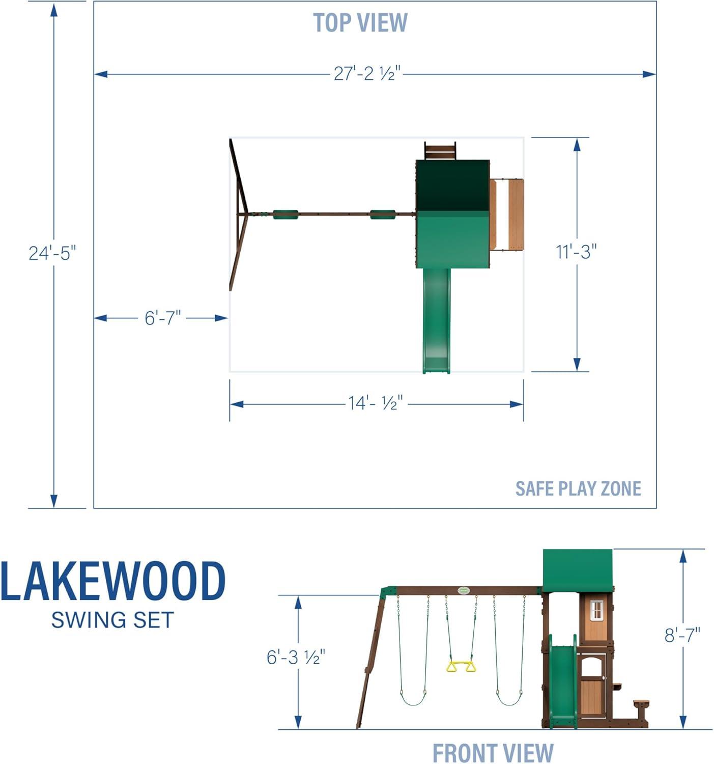 Lakewood Cedar Wood Swing Set with Slide and Fort