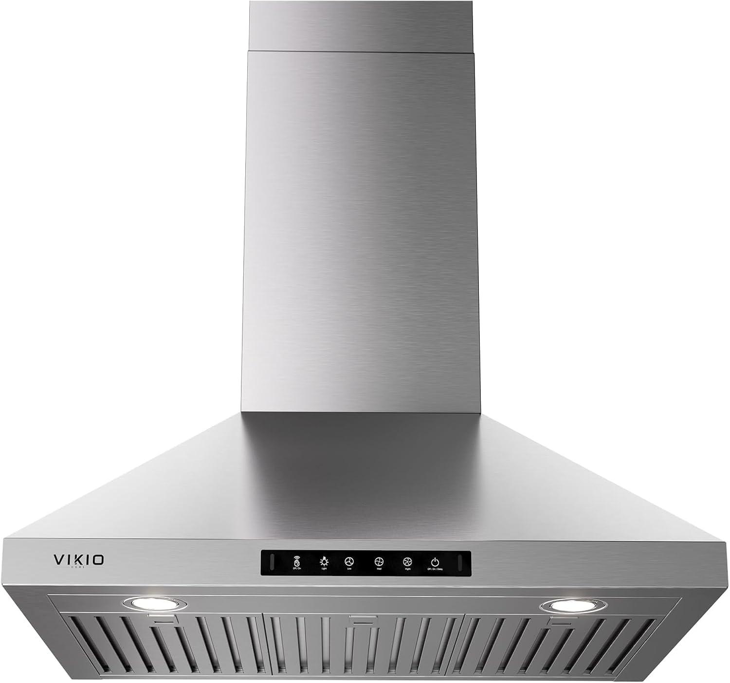 30 in. 900 CFM Convertible Wall Mount Range Hood in Stainless Steel with LED Lights, Carbon Filters and Touch, Gesture