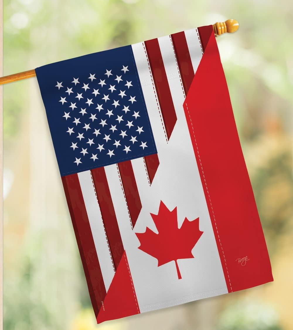 Patriotic US-Canada Friendship Rectangular Outdoor Flag