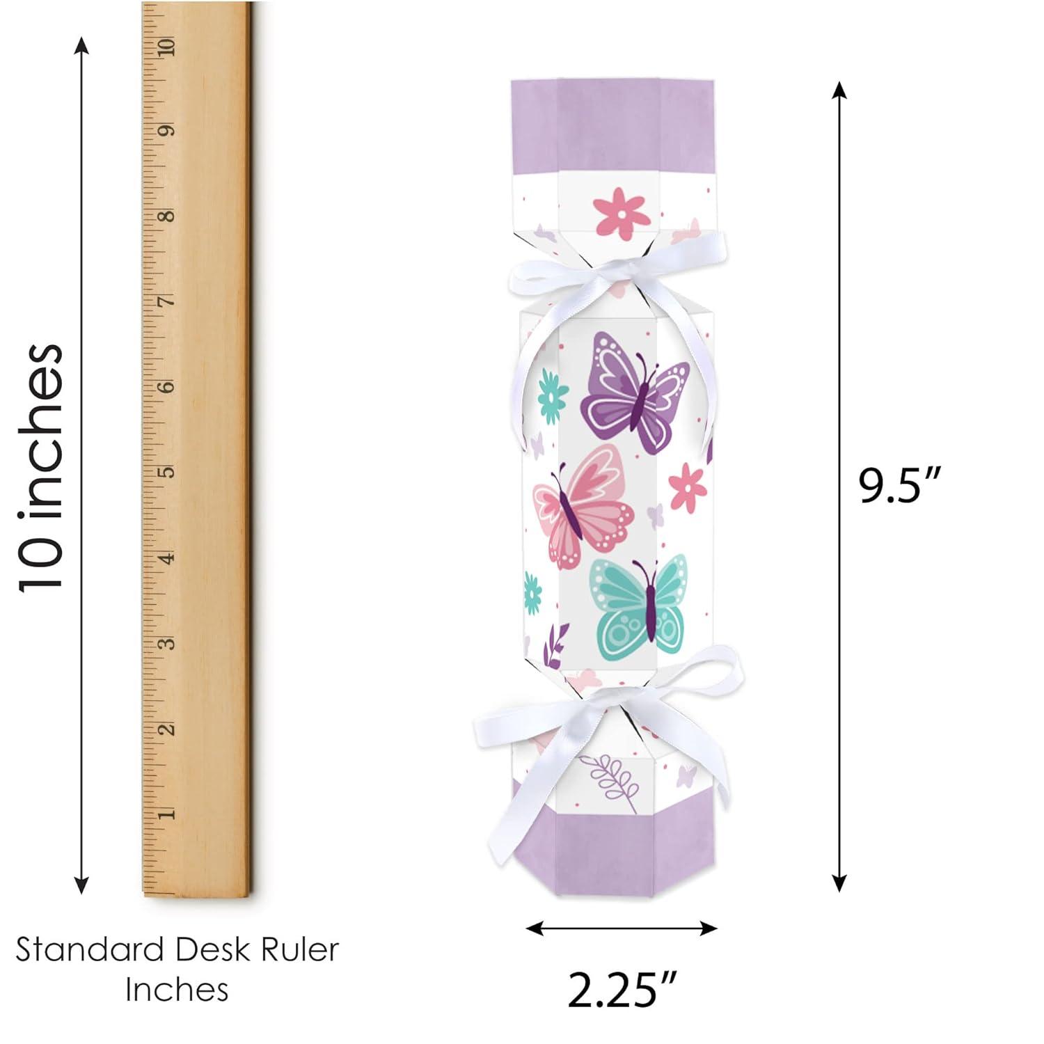 Big Dot of Happiness Beautiful Butterfly - No Snap Floral Baby Shower or Birthday Party Table Favors - DIY Cracker Boxes - Set of 12