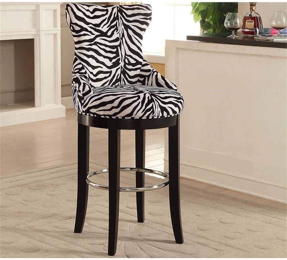 Baxton Studio Peace Modern and Contemporary Zebra Print Patterned Fabric Upholstered Barstool with Metal Footrest Beige: Plywood Frame