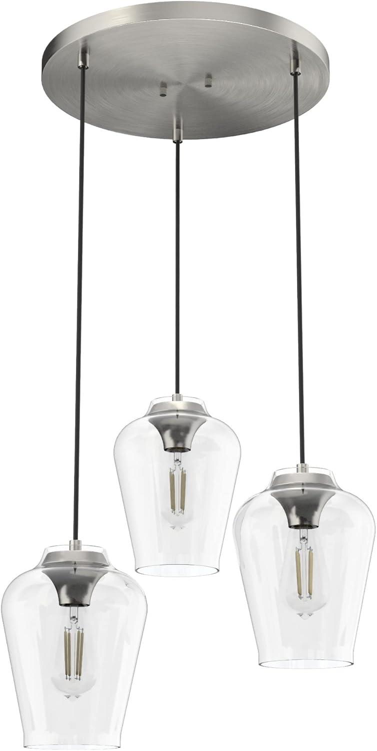 Hunter Vidria Brushed Nickel 3 Light Cluster Ceiling Light Fixture