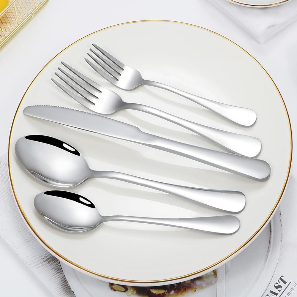 40-Piece Polished Stainless Steel Flatware Set for 8