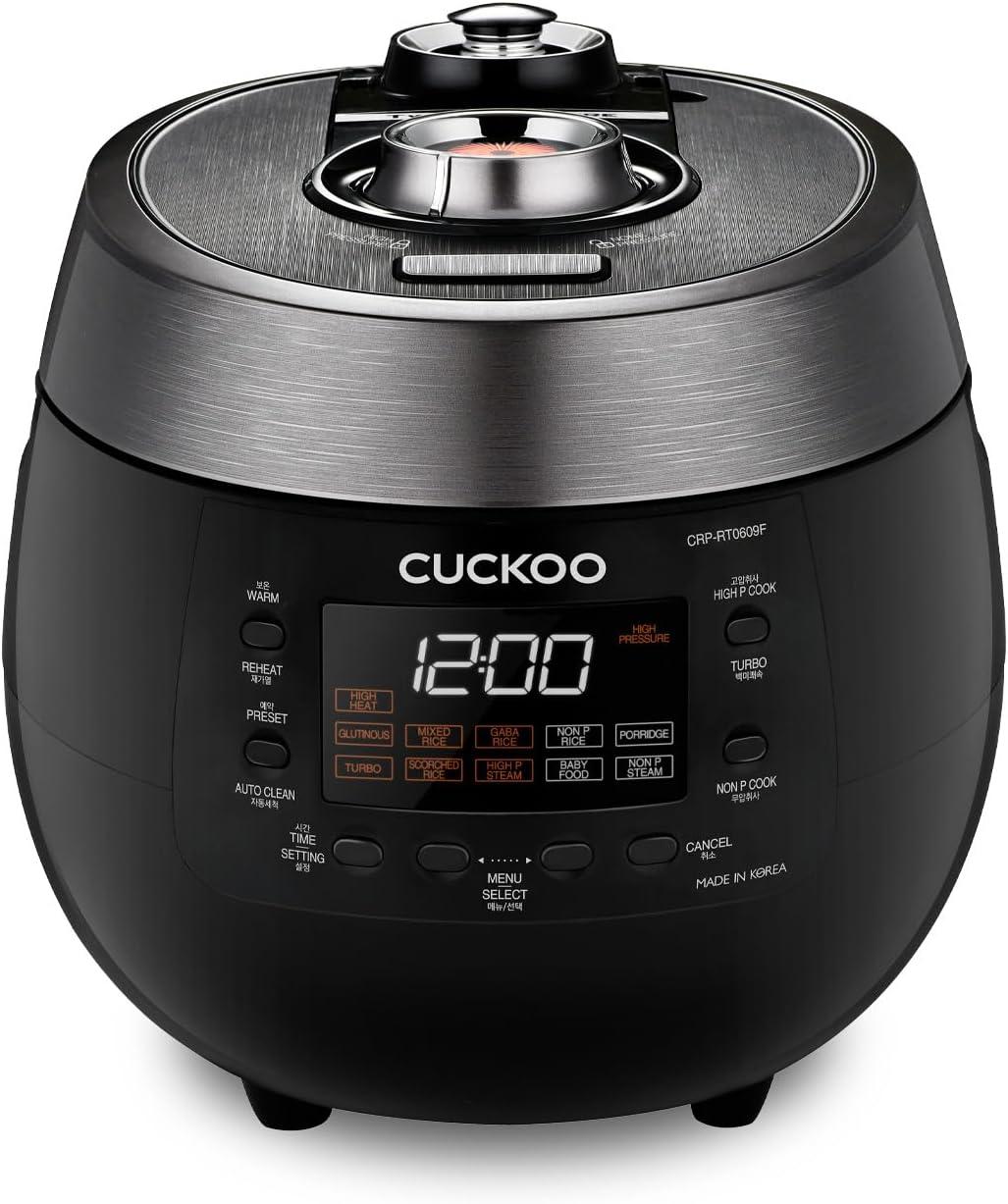 CUCKOO CRP-RT0609FW 6-Cup (Uncooked) / 12-Cup (Cooked) Twin Pressure Rice Cooker & Warmer with Nonstick Inner Pot, 14 Menu Options, Safe Steam Release, 3 Voice Guide, Auto Clean