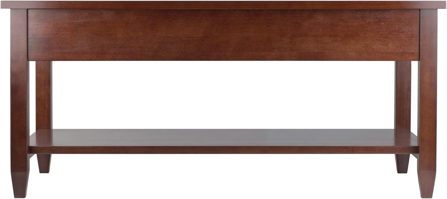 Richmond Coffee Table with Tapered Leg Walnut Finish - Winsome: Storage Shelf, Modern Brushed-Chrome Knobs