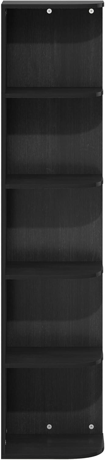 Furinno Pasir 5-Tier Corner Open Shelf Bookcase, Blackwood