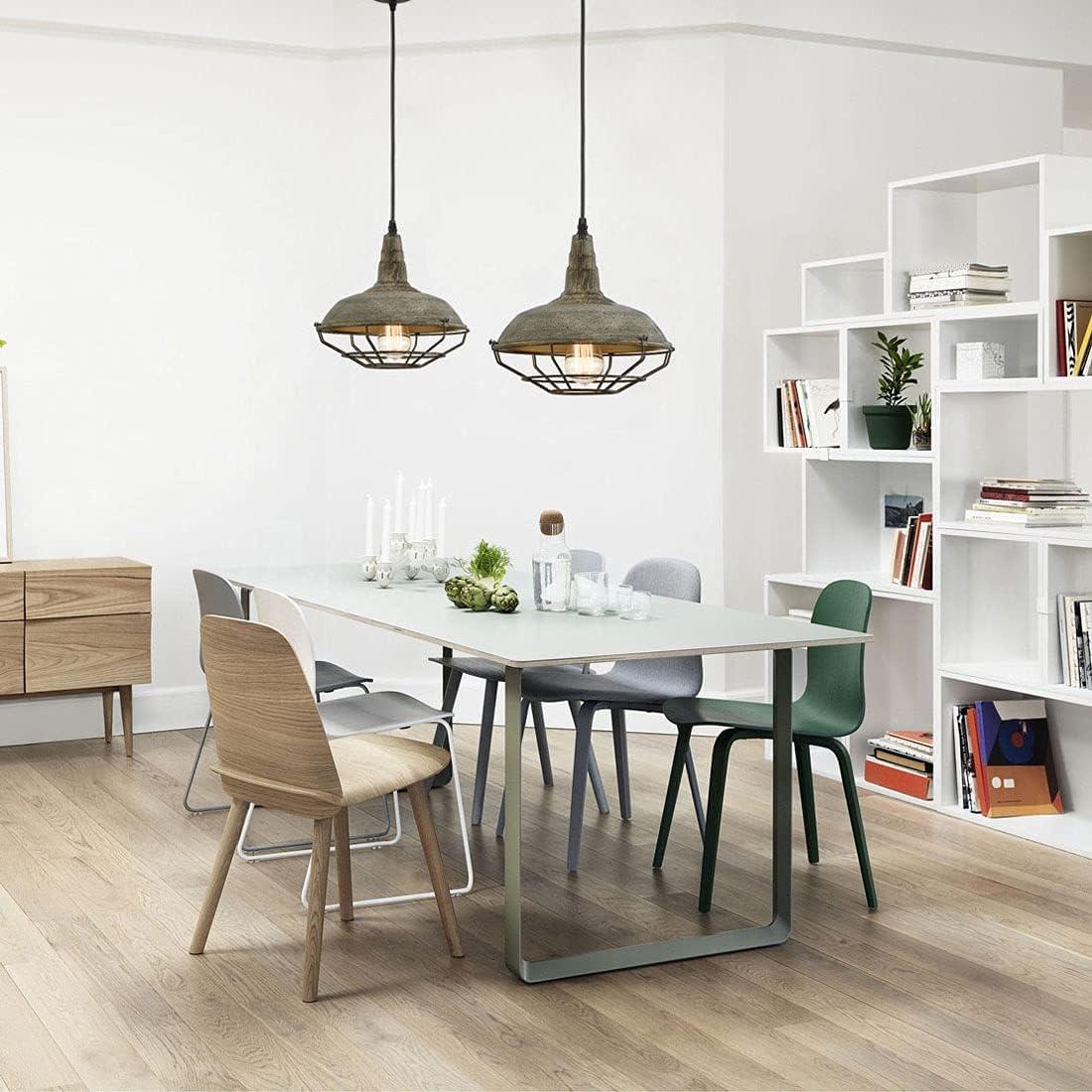 Rustic Green Metal Barn Pendant Light with Adjustable Cord