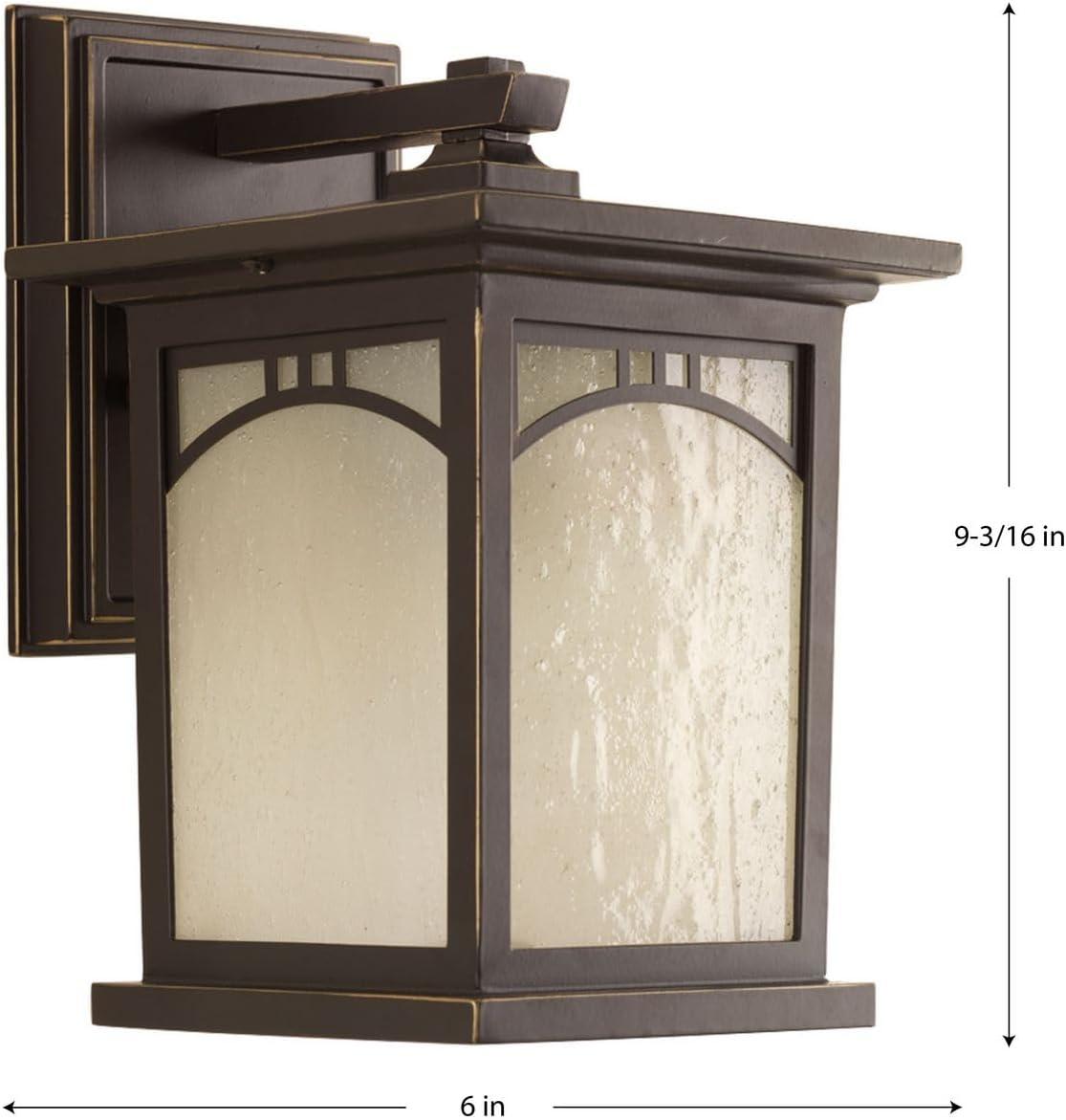 Progress Lighting Residence 1-Light Outdoor Wall Lantern, Antique Bronze, Umber Textured Art Glass Shade