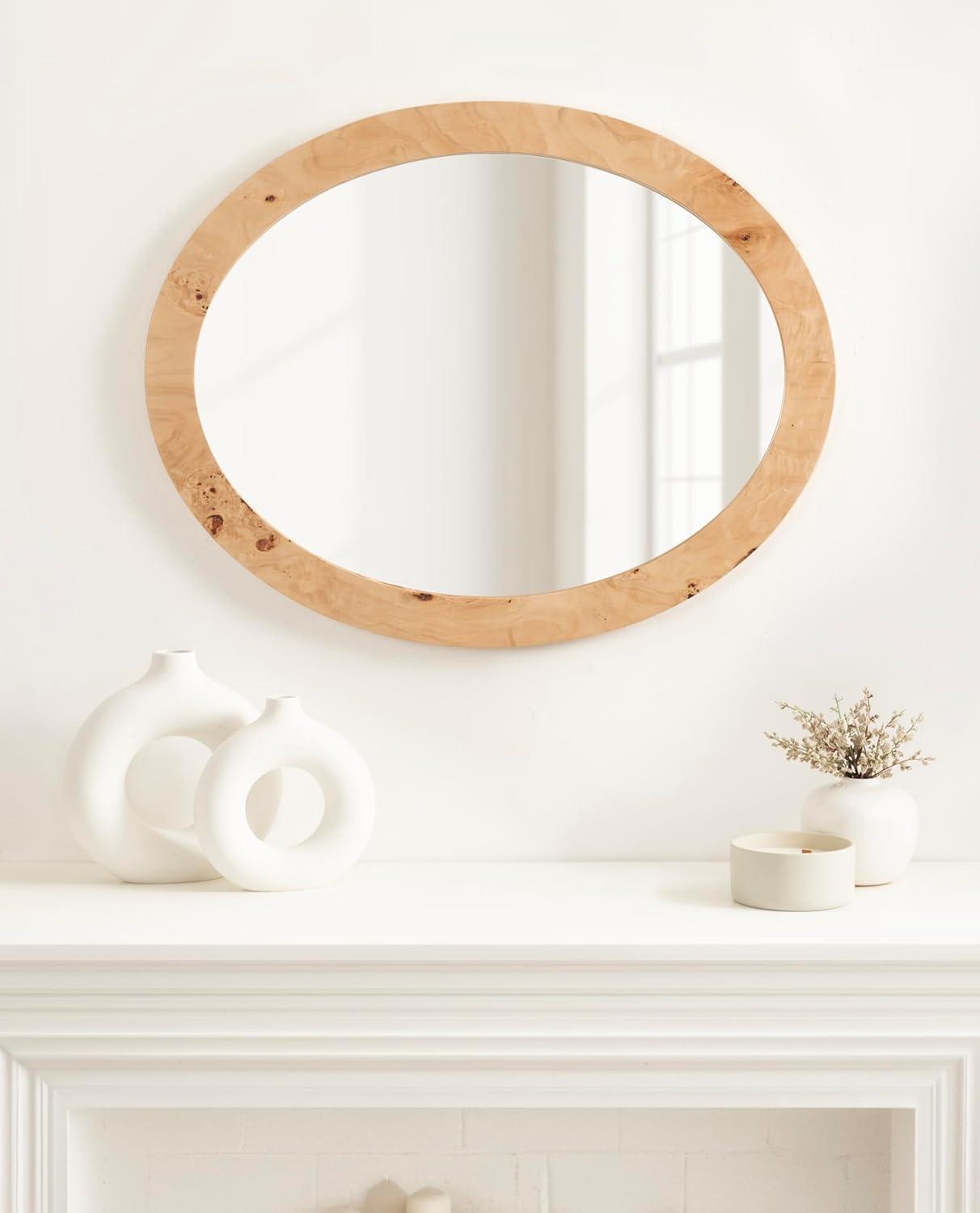 Kate & Laurel All Things Decor 22"x28" Burlock Oval Wall Mirror Natural