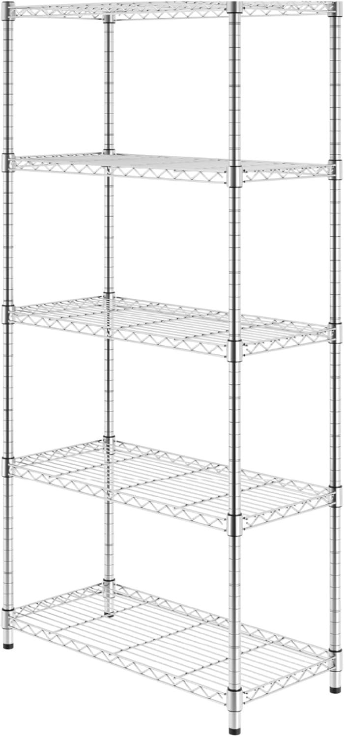 Zinc Finish 5-Tier Heavy-Duty Steel Wire Shelving Unit - 14"x30"x60"