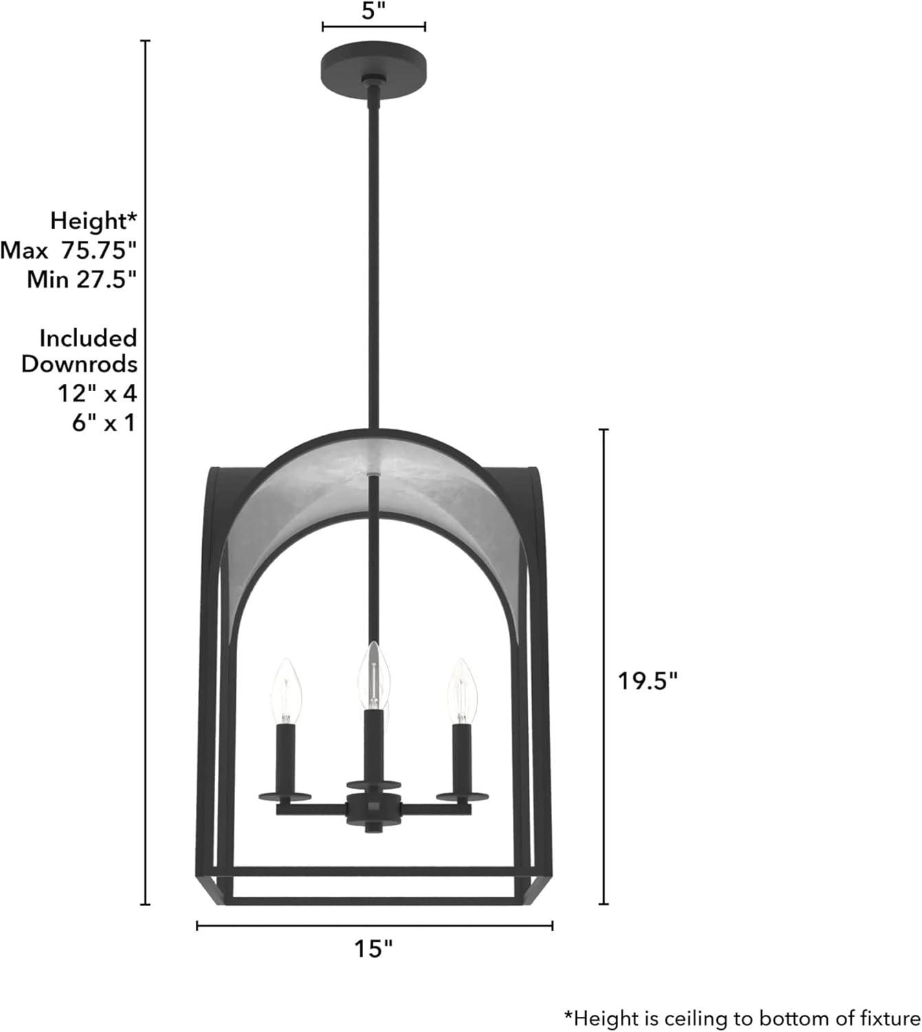 Dukestown 15" Natural Black Iron and Silver Leaf Pendant Light