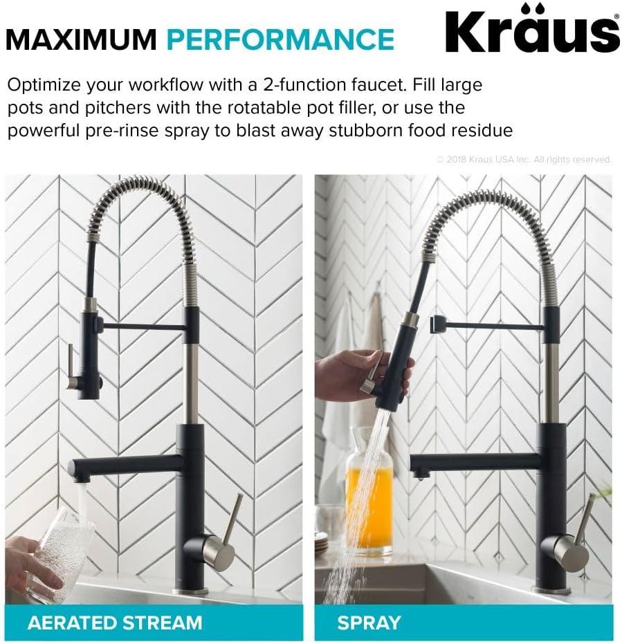 KRAUS Artec Pro 2-Function Commercial Style Pre-Rinse Kitchen Faucet with Pull-Down Spring Spout and Pot Filler