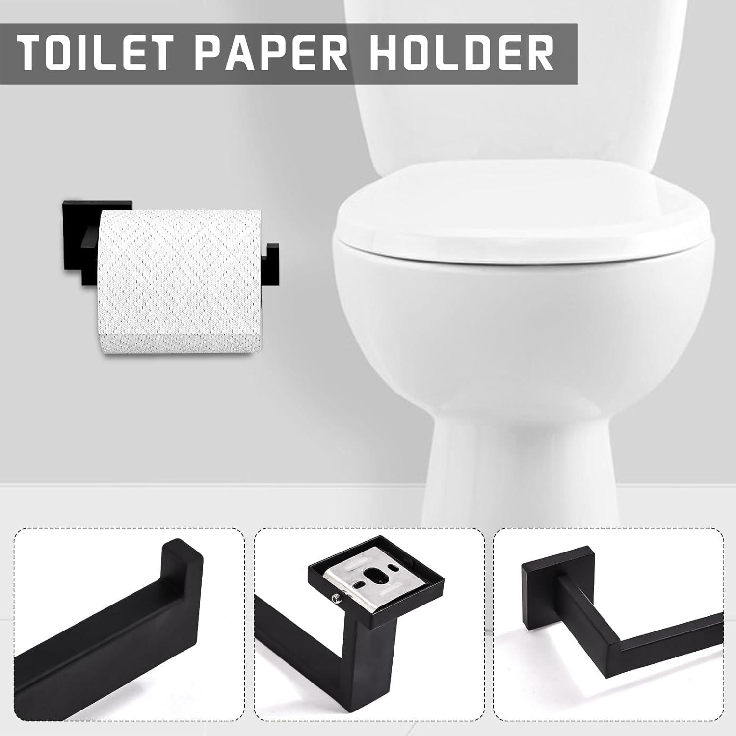 Matte Black Stainless Steel 5-Piece Bathroom Hardware Set