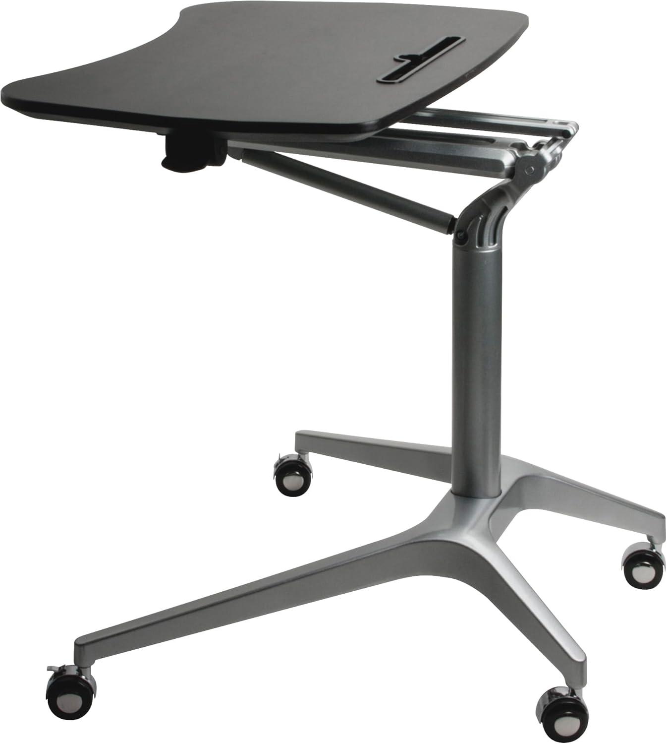 Lorell Black Laminate Top Mobile Laptop Caddy Black Rectangle Top - Powder Coated Base - 28.25" Table Top Width x 18.75" Table Top Depth - 41" Height - Assembly Required