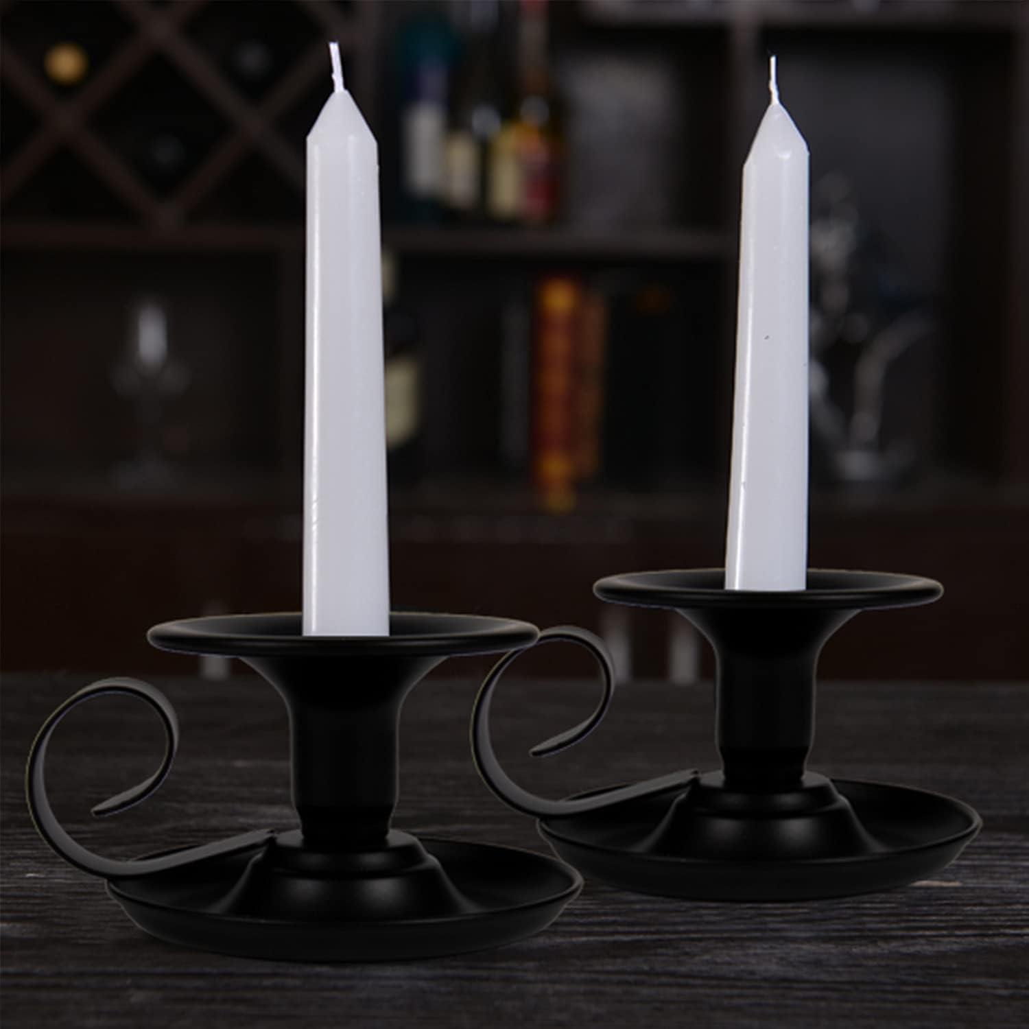 Decorate Taper Candle Holders, Black Candlesticks Set of 2 ,for Wedding, Home Dinning, Party ,Retro Wrought Iron Candle Holder(Metal Candle Stand)