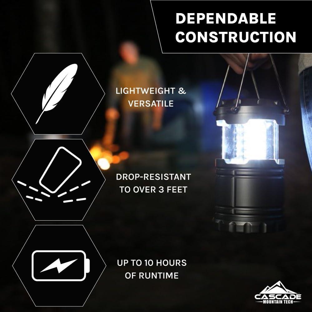 Pop up LED Lantern -2 Pack - Perfect Lighting for Camping, Bbq's and Emergency Light (.5 lbs Each)