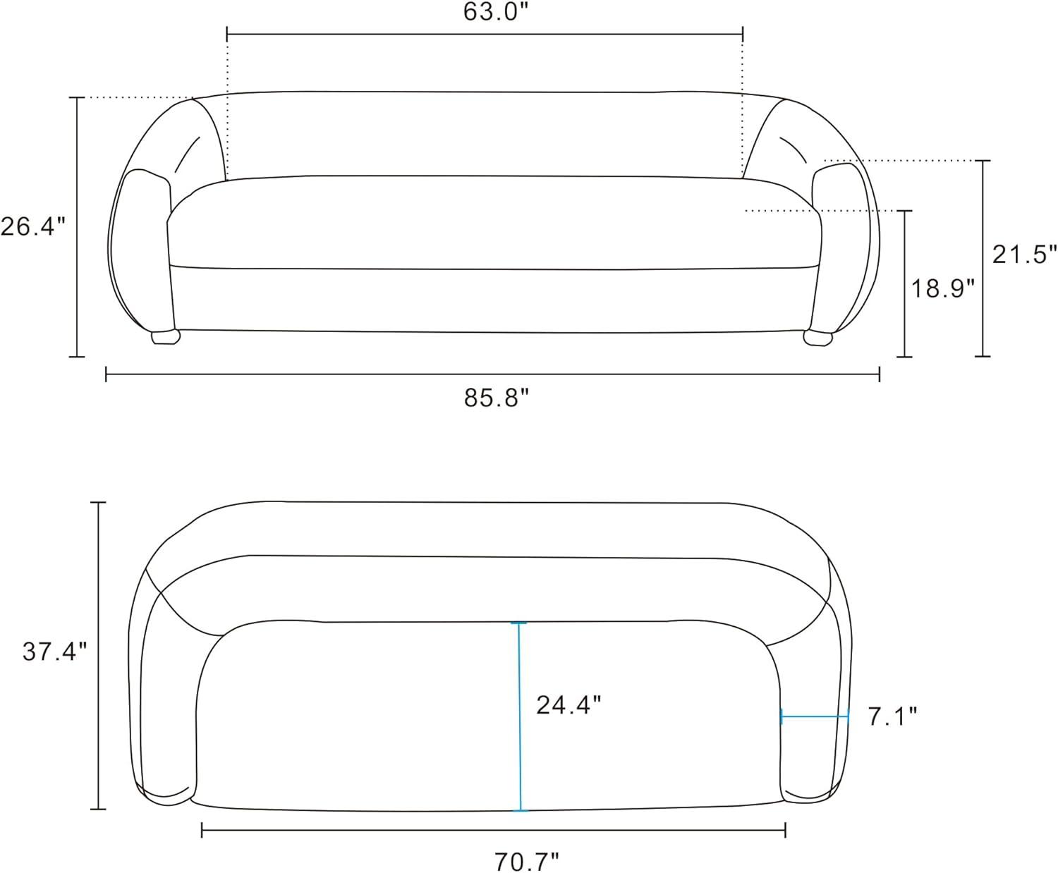 Manhattan Comfort 85.8" Tribeca Modern Chenille Upholstered Sofa