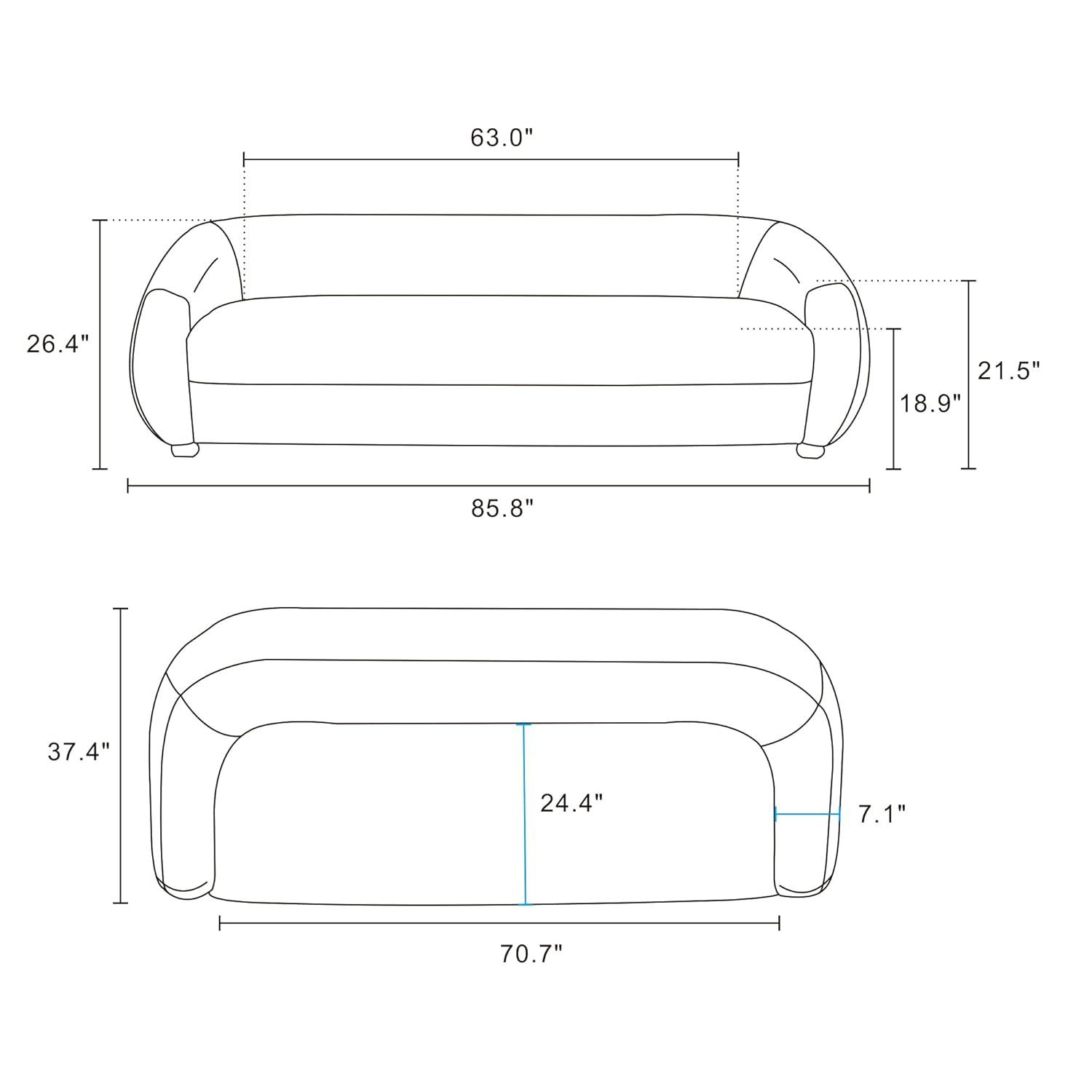 Manhattan Comfort 85.8" Tribeca Modern Chenille Upholstered Sofa Cream