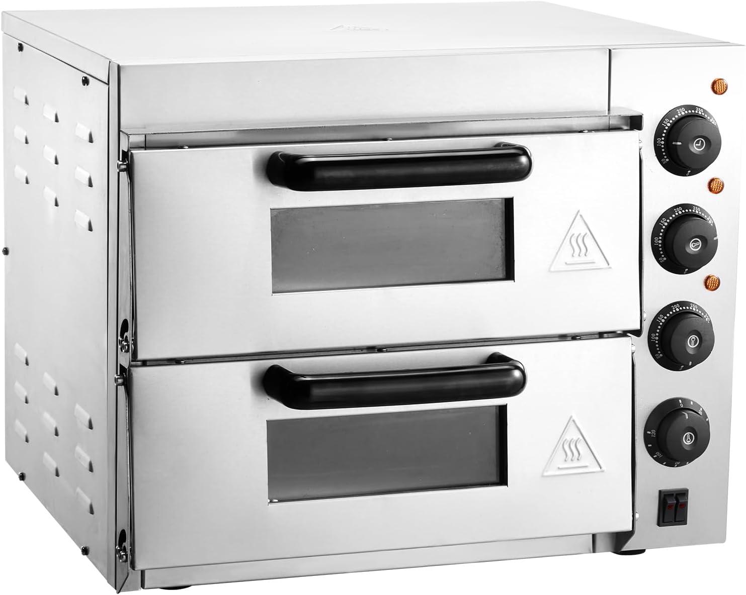 VEVOR 12-Inch Stainless Steel Electric Pizza Oven with Adjustable Temperature