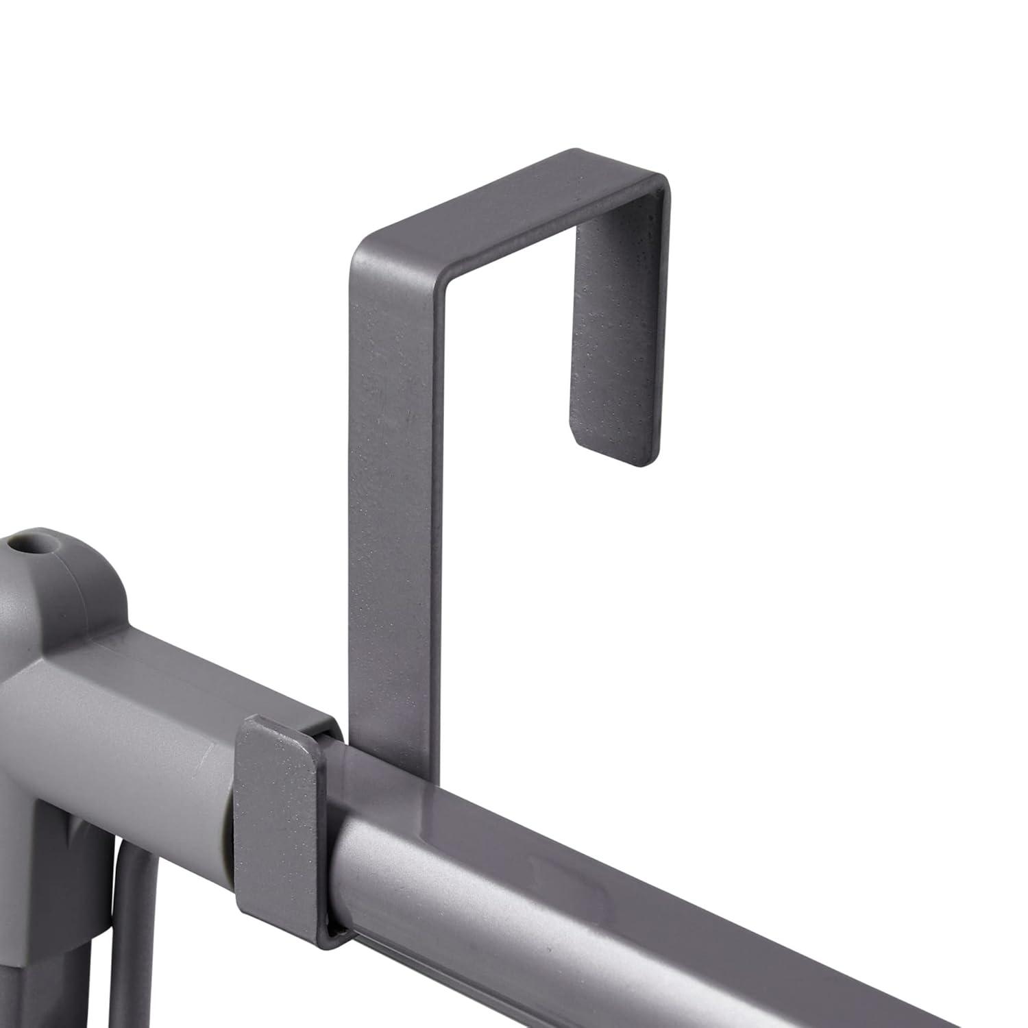 Household Essentials Metal Expandable Over the Door Drying Rack, Grey