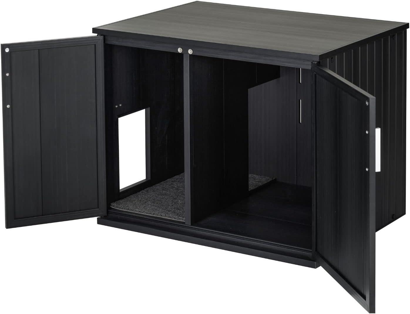 New Age Pet® ECOFLEX® Promax Litter Loo® Litter Box Enclosure Table, Espresso Black - Durable Wood Plastic Composite Cat Litter Box Furniture with No-Track Litter Mat, Easy Clean, Quick Assembly