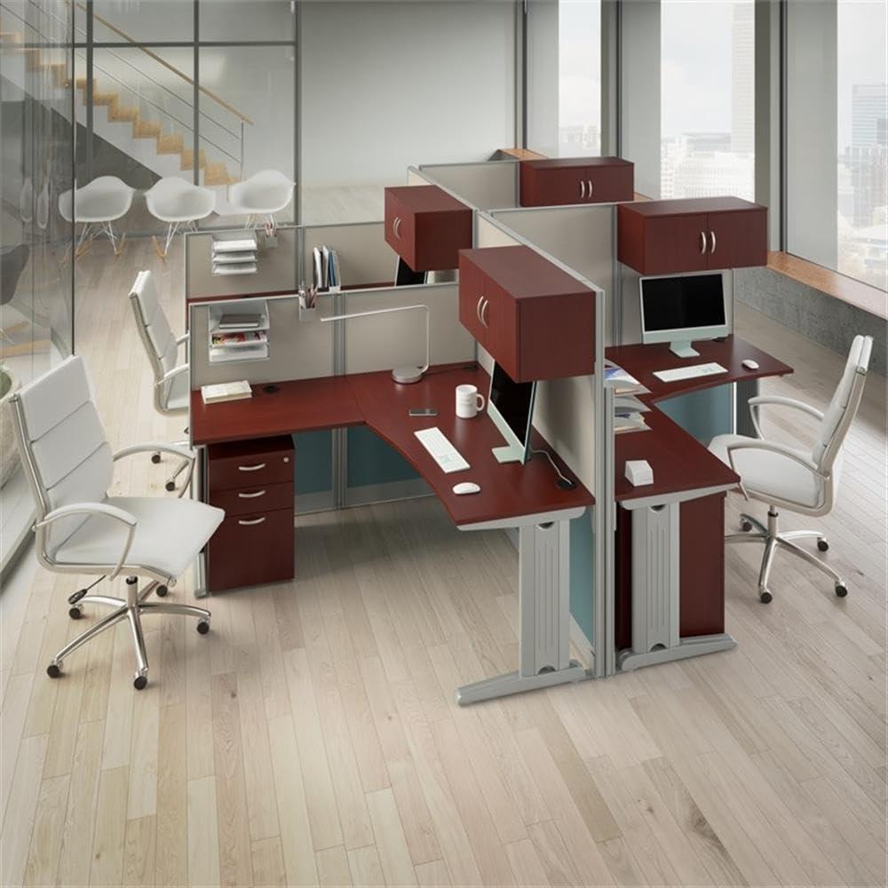 Bush Business Furniture Office in an Hour 65W L Shaped Cubicle Desk with Storage, Drawers, and Organizers