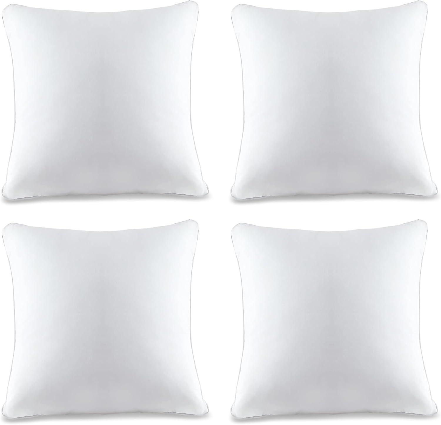 A1 Home Collections Pilow Pack of 4 Down Alternative Throw Pillow Inserts, 18x18 Inch, White 4 Count