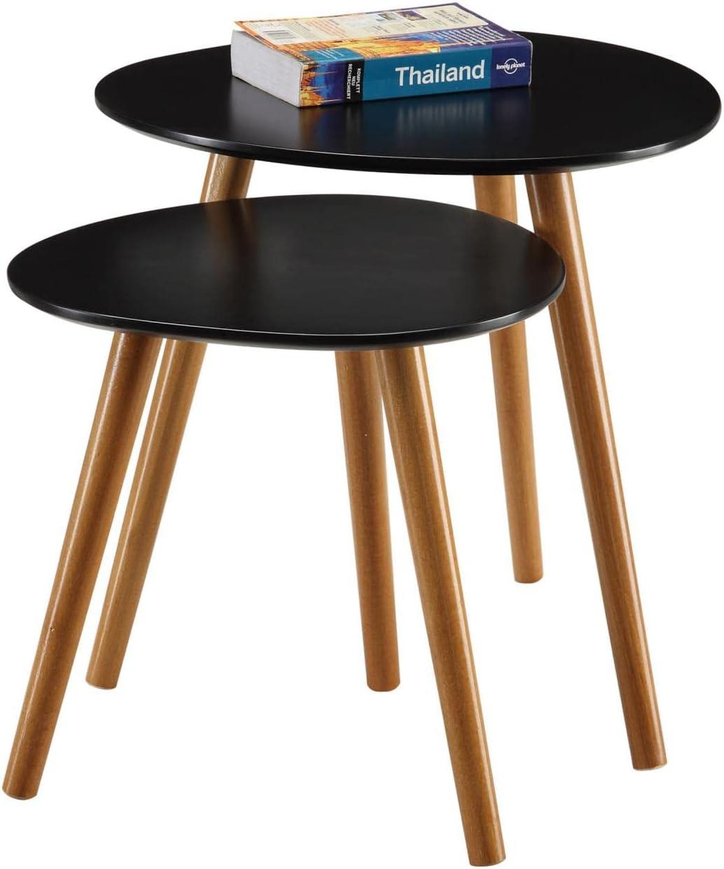 Oslo Black and Natural Wood Nesting End Tables