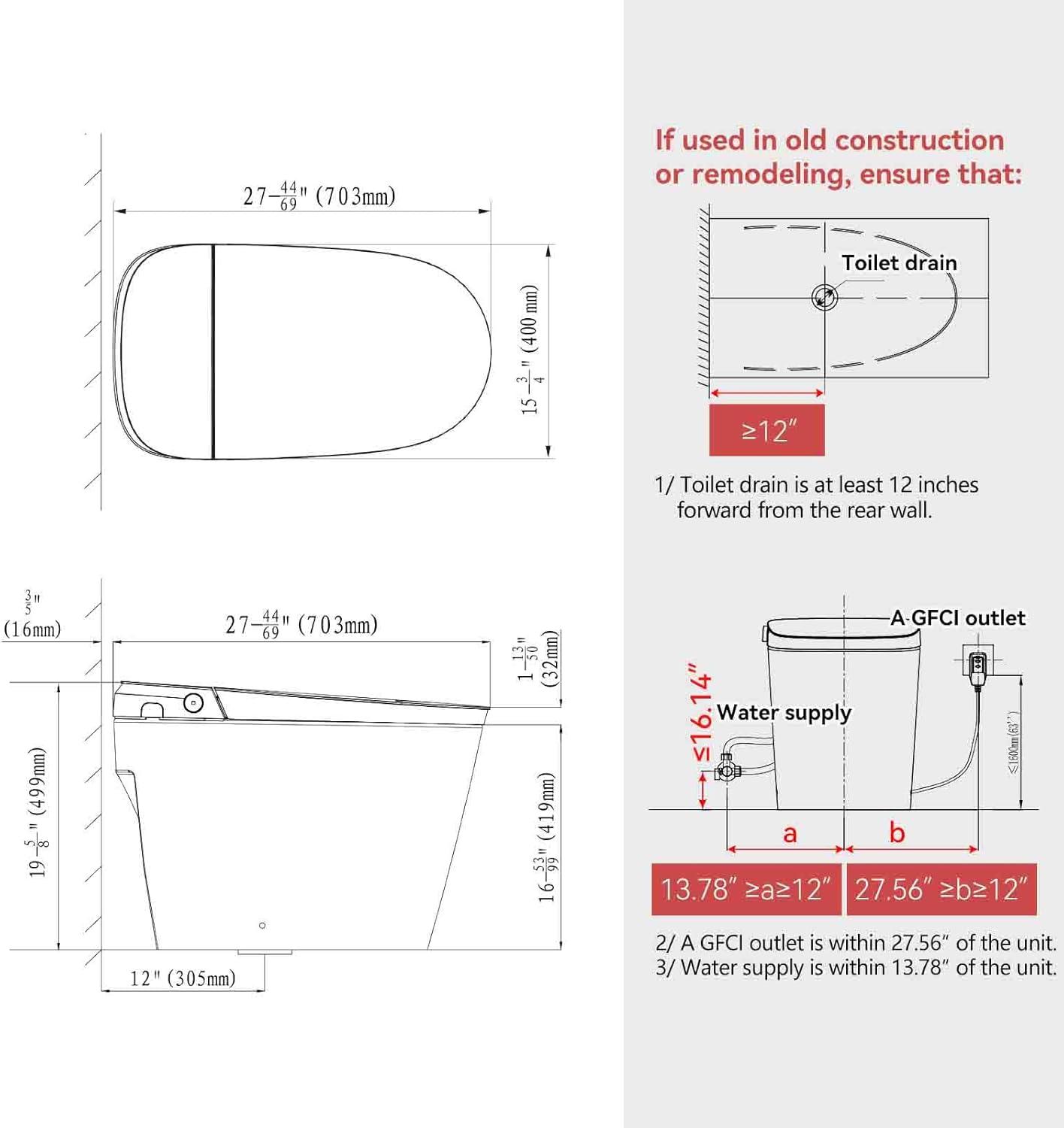 White High Efficiency One-Piece Smart Toilet with Bidet